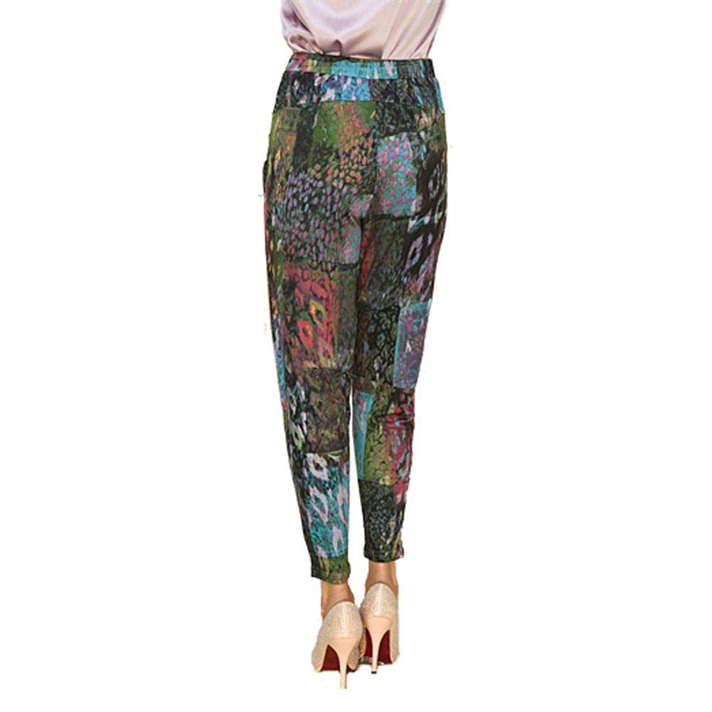 Forever Angel Women's 100% Pure Silk Stretch Harem Pants - Loose Fit Casual Lounge Pants with Pockets for Yoga, Travel & Home Comfort