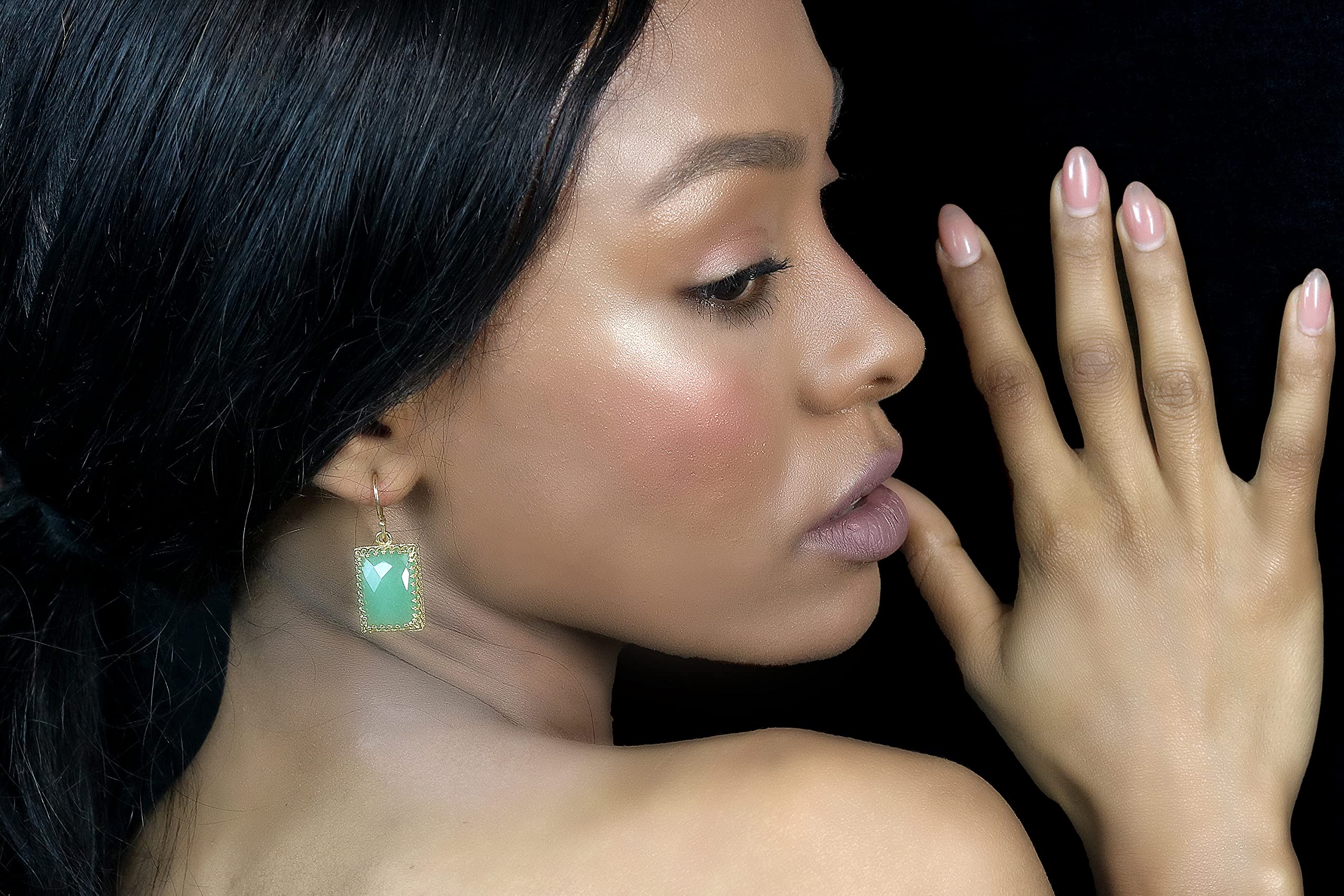 Vivid Green Aventurine Crystal Dangle Earrings - Handmade Gemstone Statement Jewelry with Gift Box - Perfect for Parties, Weddings & Special Occasions