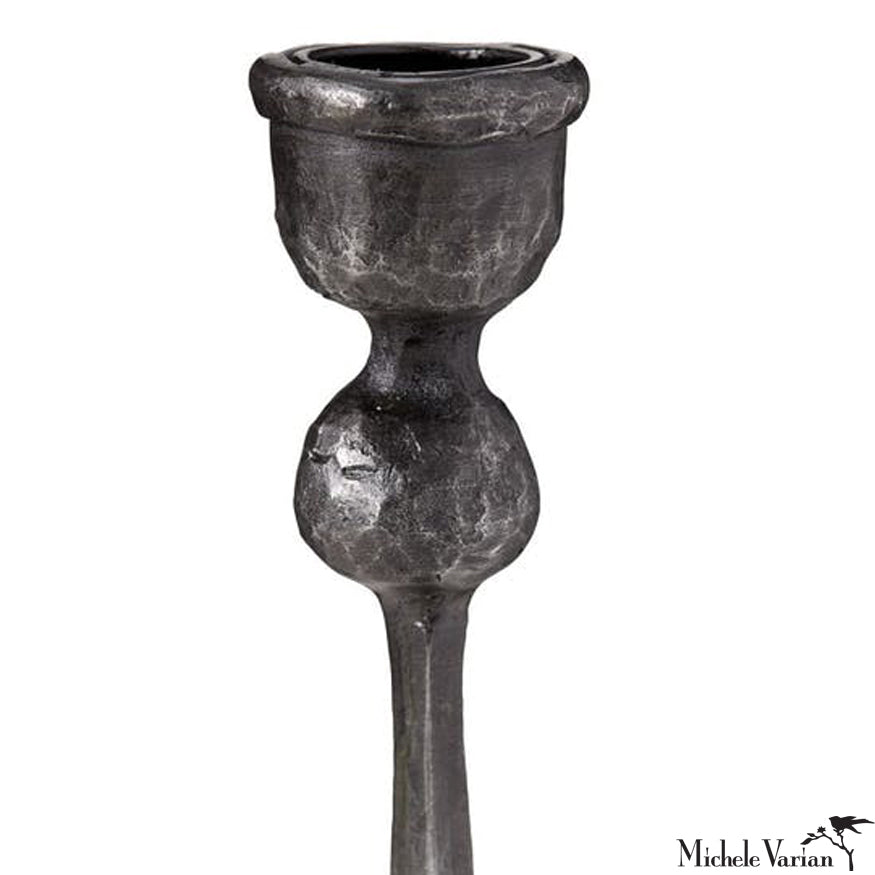 12.4 Inch Blackened Taper Candle Holder - Elegant Rustic Home Decor for Dining Table, Wedding Centerpiece & Romantic Ambiance
