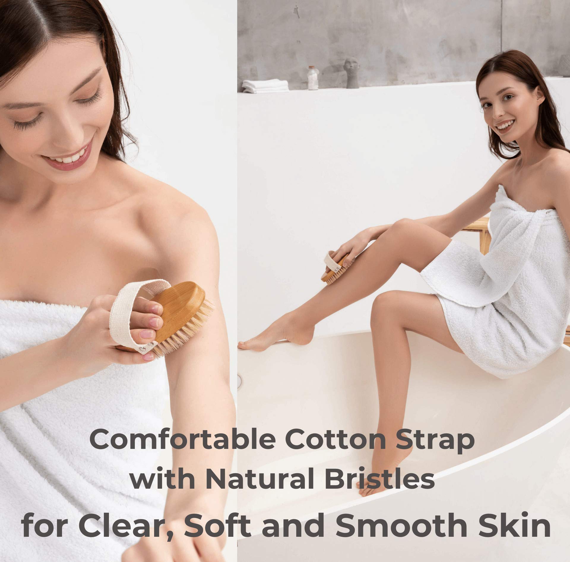 Dry Brushing Body Brush Set – Natural Bristle Exfoliating Brush Kit for Lymphatic Drainage & Cellulite Massage | Includes Face Cleansing Brush | Spa & Home Self-Care for Smooth, Glowing Skin | Perfect for Dry Skin Brushing & Detox Routine