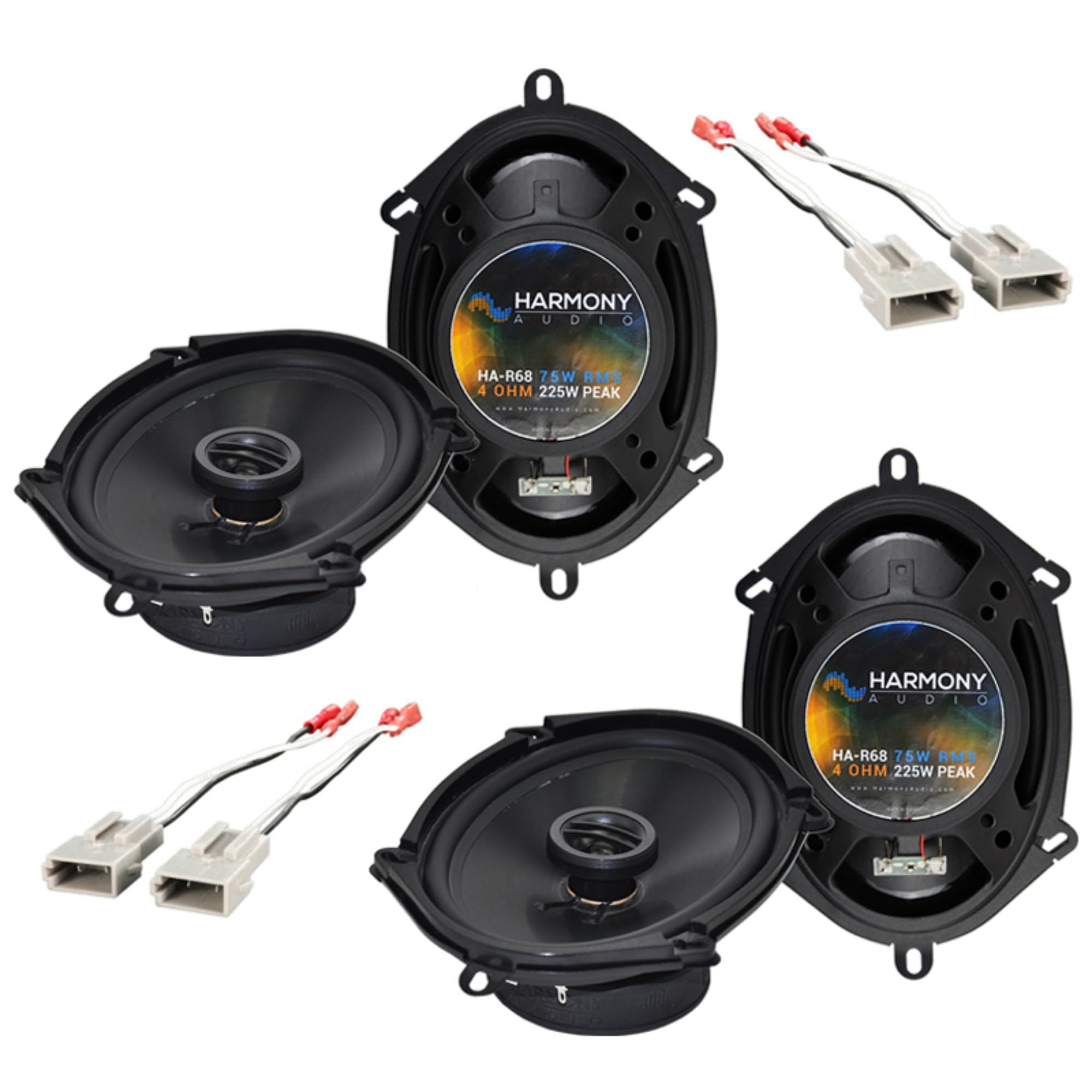 1997-2003 Ford F-150 Speaker Upgrade Kit - HA-R68 5x7 6x8 225W Replacement Speakers with HA-725512 Harness | Harmony Audio Bundle for Enhanced Car Audio System | Perfect for Road Trips & Daily Commuting