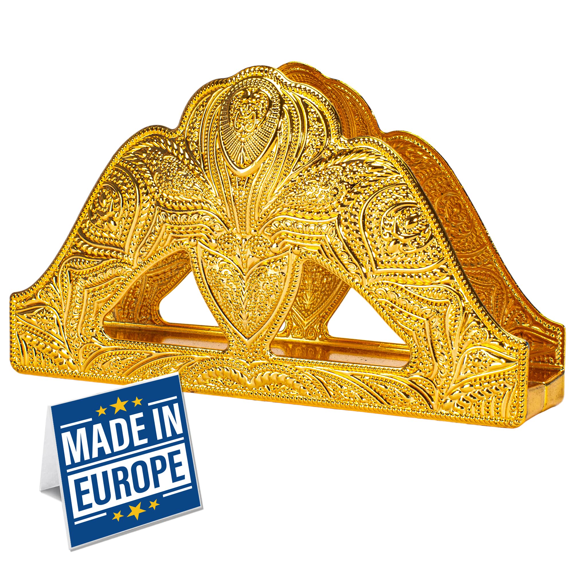 Elegant Gold Metal Napkin Holder for Kitchen & Dining Table - Rustic Modern Design Tissue Dispenser for Home, Picnic, Indoor & Outdoor Use - Perfect for Cocktail Napkins & Decorative Table Setting