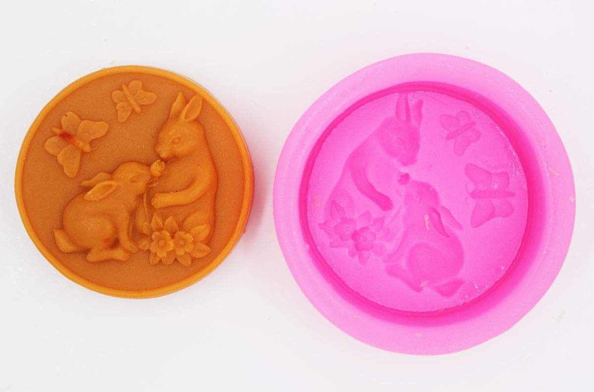 Romantic Rabbit S0096 Silicone Soap Mold - DIY Handmade Soap Making Kit for Bath Bombs, Candles & Resin Crafts - Perfect for Valentine's Day, Baby Showers & Home Decor Gifts
