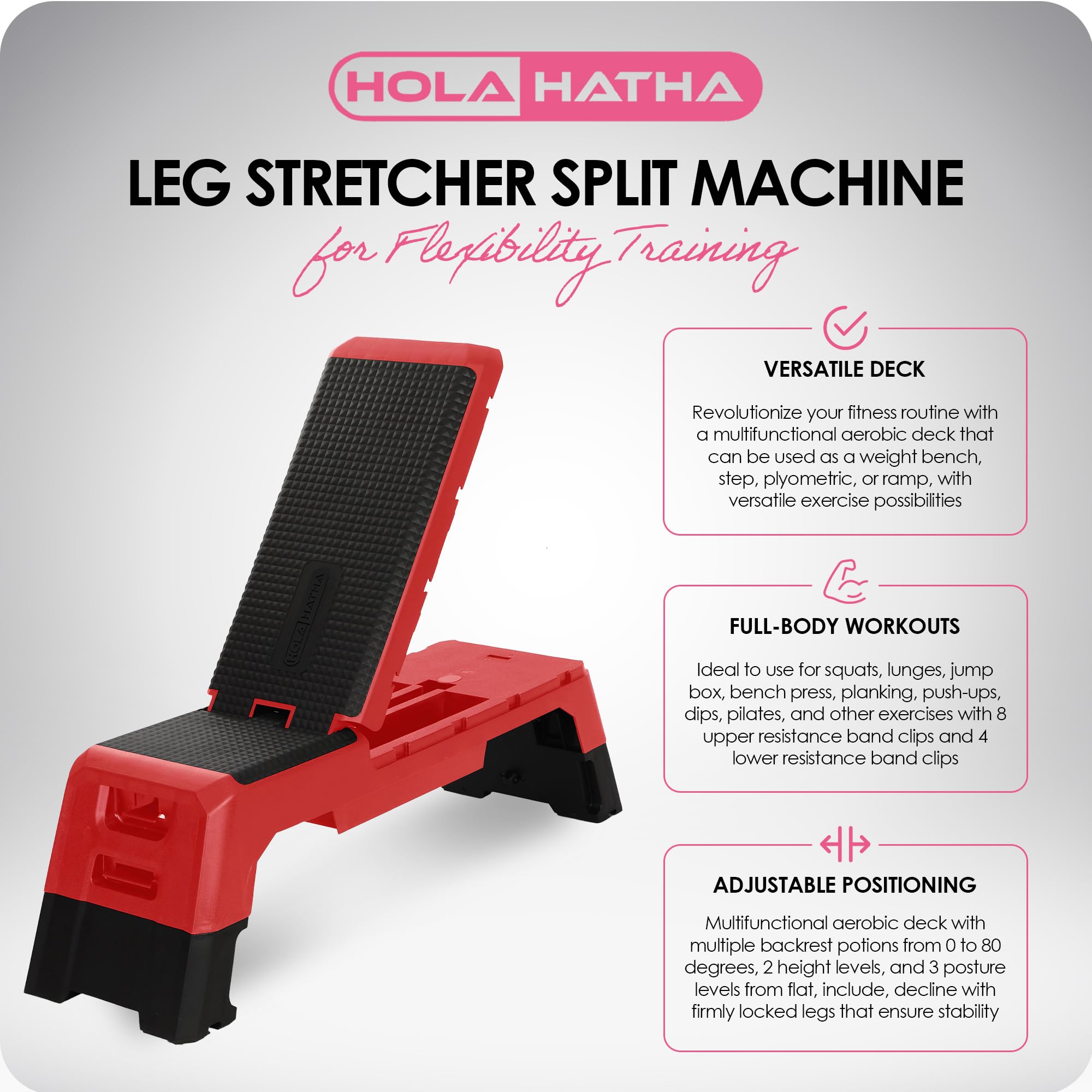 HolaHatha Adjustable Multi-Functional Workout Bench - 440 lbs Weight Capacity, Foldable Incline Design (8.5