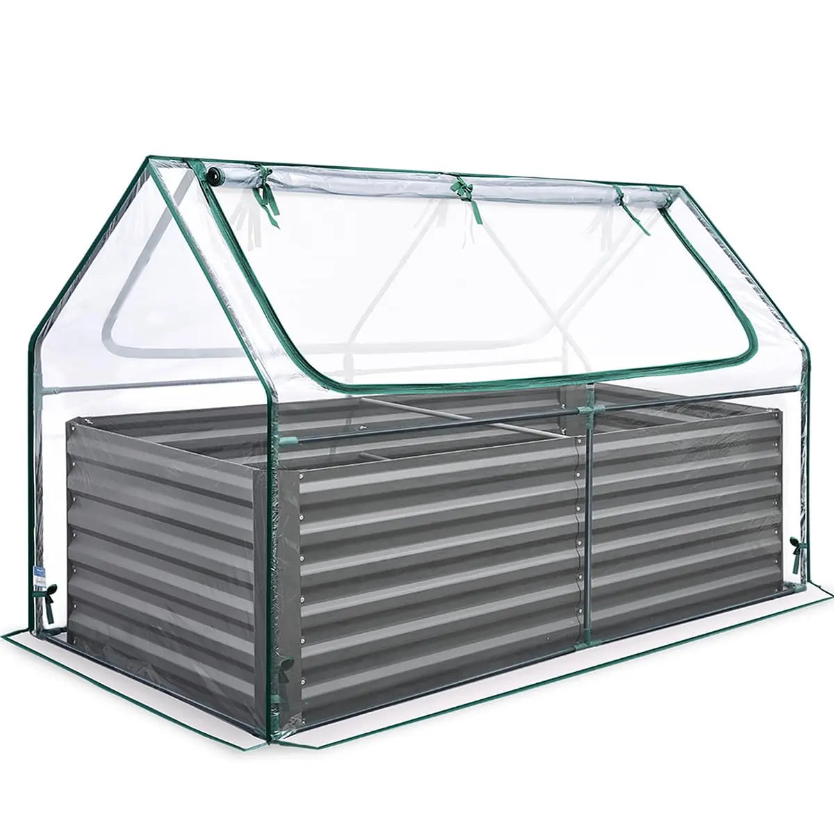 6' x 3' x 2' Galvanized Steel Raised Garden Bed with Cover - Durable Outdoor Planter Box for Vegetables, Flowers & Herbs - Perfect for Backyard, Patio & Urban Gardening