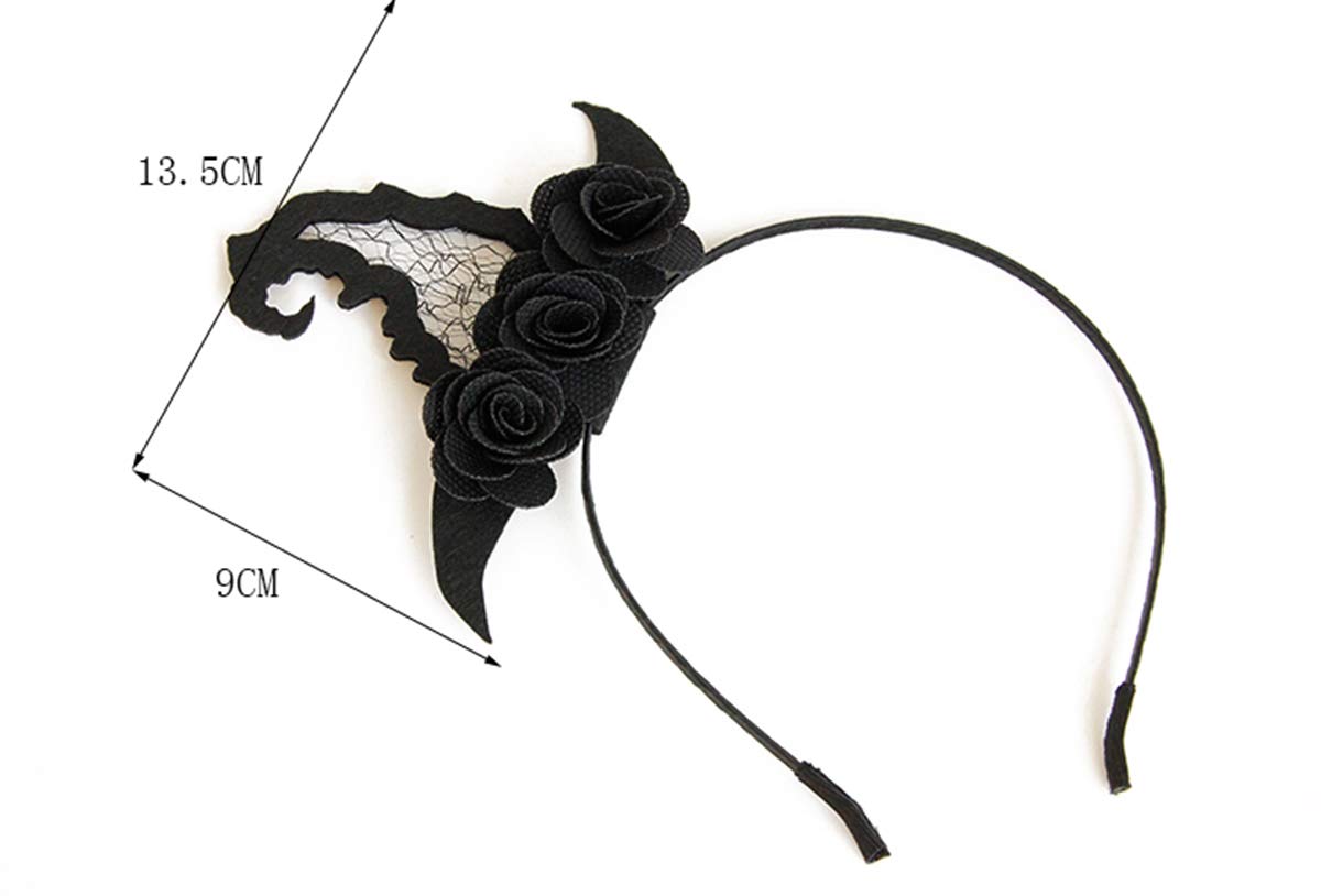LSHDXD Halloween Witch Hat Headband for Women - Elegant Hair Hoop & Hair Accessories for Halloween Party, Costume, and Home Decorations