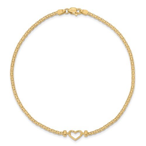 14K Yellow Gold Open Heart Anklet Bracelet - Dainty & Elegant Jewelry for Women, Perfect for Beach, Wedding & Everyday Wear