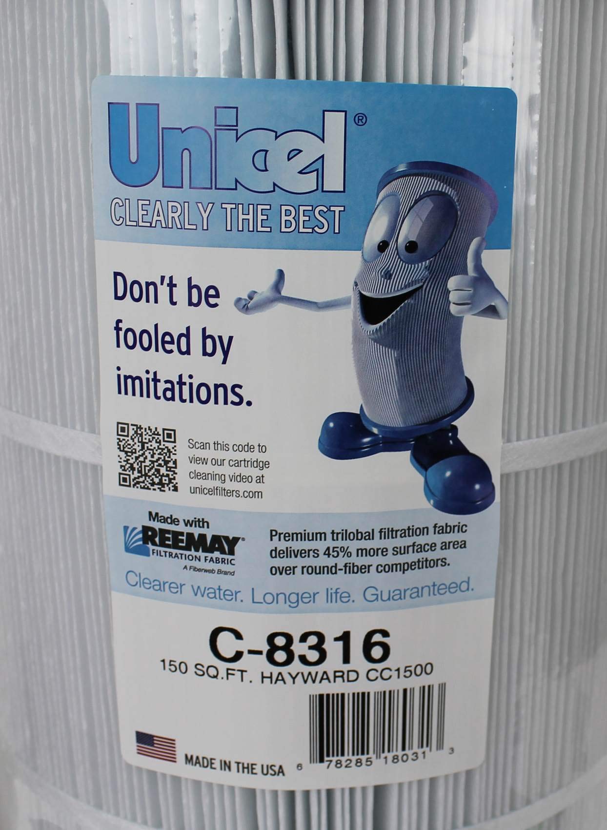 Unicel C-8316 150 Sq Ft Pool Filter Cartridge Replacement for Hayward - 215 Pleats High Efficiency Media (2 Pack) | Perfect for Inground & Above Ground Swimming Pools, Spas, and Water Filtration Systems