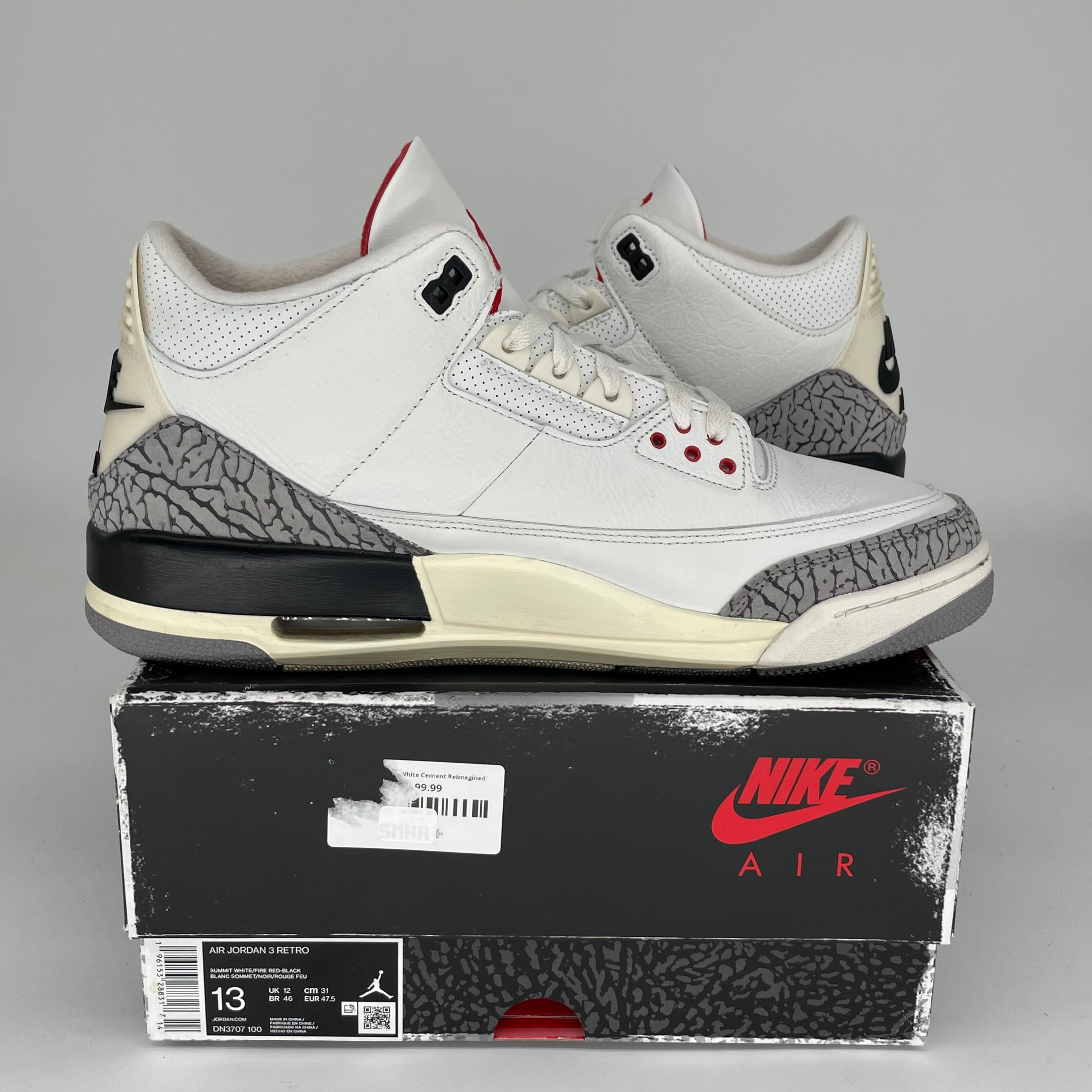 Original Air Jordan 3 White Cement Reimagined Men's Basketball Shoes - Size 13 (DN3707-100) | Retro Sneakers for Streetwear & Casual Outfits