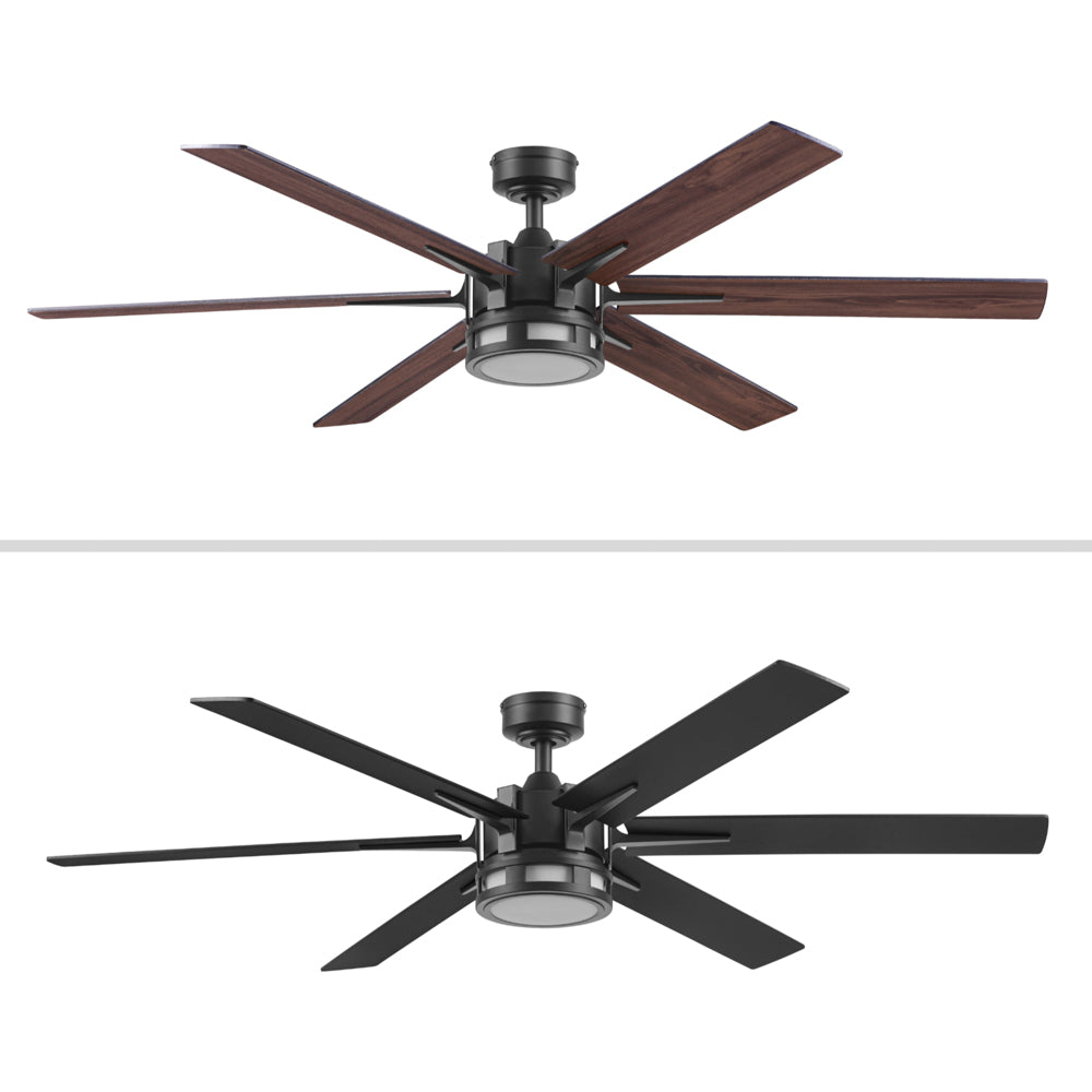 Honeywell Kaliza 60 Inch Matte Black LED Ceiling Fan with Remote Control - Color Changing Light, Quiet Reversible Motor for Bedroom, Living Room, Office (Indoor Use)