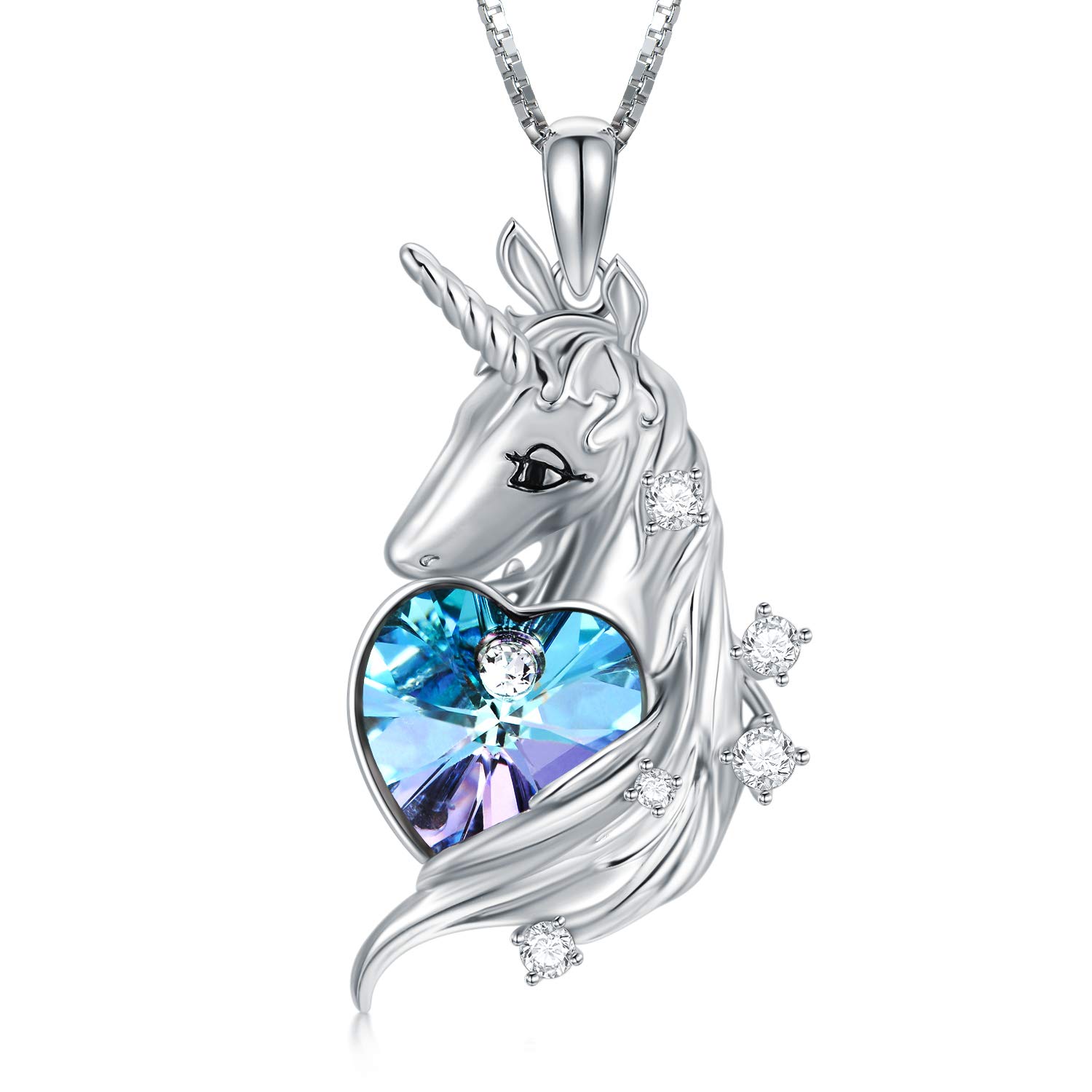 TOUPOP S925 Sterling Silver Unicorn Necklace for Women - Magic Crystal Unicorn Pendant Jewelry Gift for Daughter, Teen Girls | Birthday, Christmas, Graduation Present | Perfect for Everyday Wear, Special Occasions & Gift Giving
