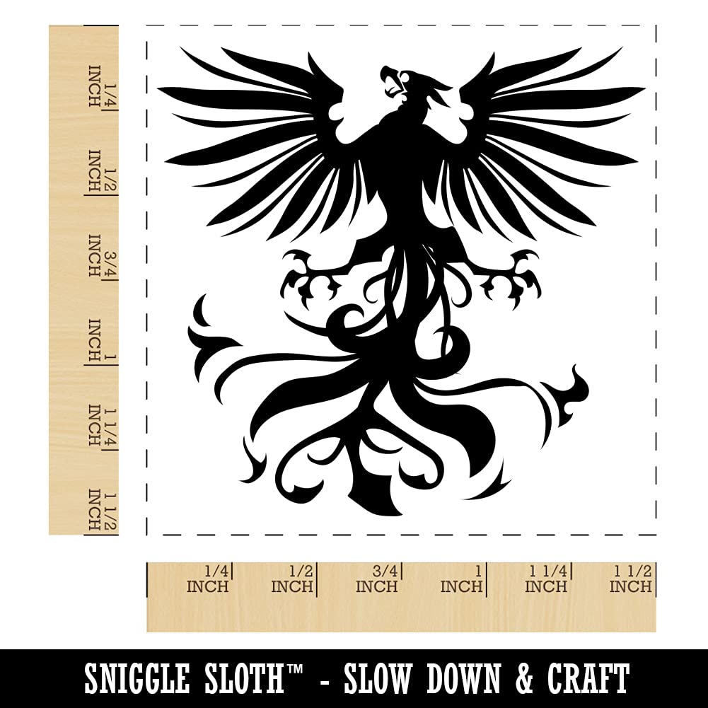 Regal Heraldic Phoenix Self-Inking Rubber Stamp with Red Ink - 1.5 Inch Large Seal for Wax, Scrapbooking, Invitations & Document Authentication