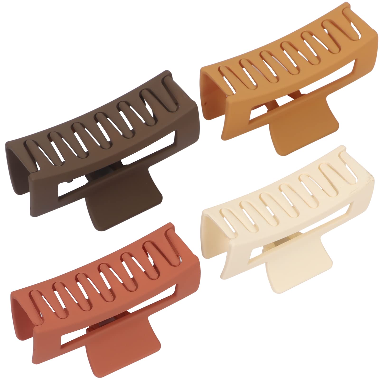 Unaone 4 PCS Matte Hair Claw Clips for Women - 3.5 Inch Large Non-Slip Barrettes, Strong Hold Rectangular Hair Clips for Long Thin or Thick Hair - Perfect for Workouts, Office, and Everyday Styling