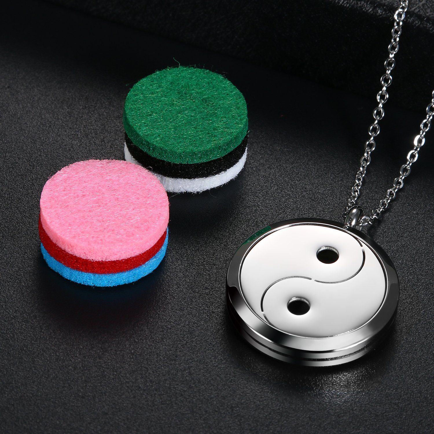 OIDEA Hollow Essential Oil Diffuser Locket Pendant for Men & Women - 6 Color Pads & 8 Washable Patterns - Aromatherapy Jewelry for Stress Relief, Meditation & Daily Wear