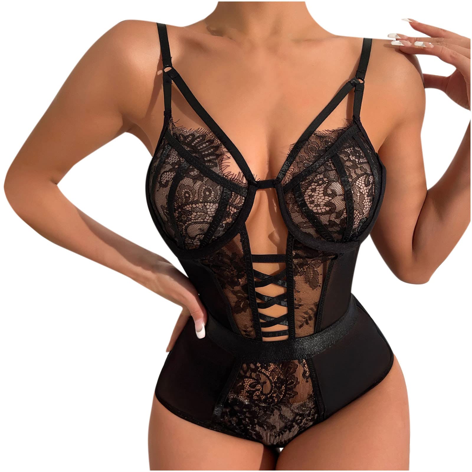 Sexy Women's Teddy Bodysuit Lingerie - Stretchy Bandage Babydoll for Romantic Nights & Role Play | Perfect for Valentine's Gift, Boudoir Photography & Intimate Moments