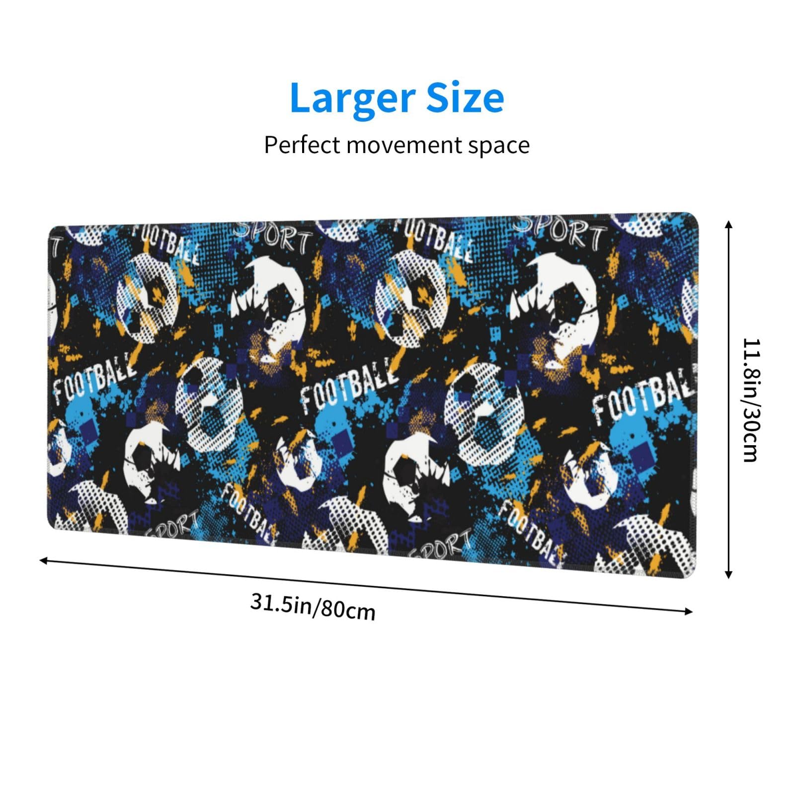 Mosytuky Extra Large Gaming Mouse Pad - Non-Slip Rubber Base Keyboard Mouse Mat for PC, Laptop, Work & Office (31.5 x 11.8 Inches) - Football Design - Perfect for Gaming, Home Office & Computer Workstations