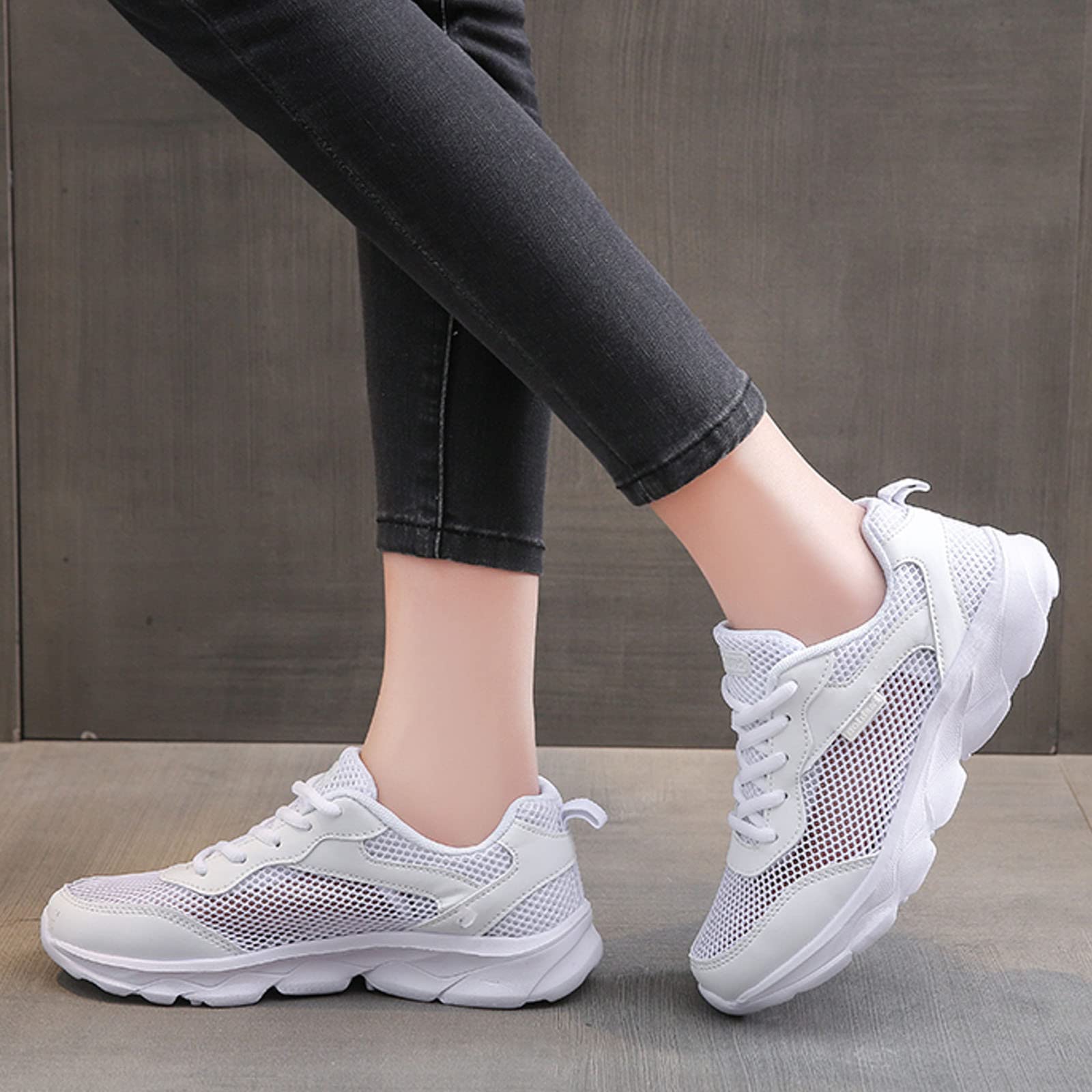 Women's Black Platform Trainers - Elegant Soft Running Shoes for Jogging, Workout & Trekking | Lightweight Waterproof Tennis Shoes for Casual Fashion & Outdoor Activities