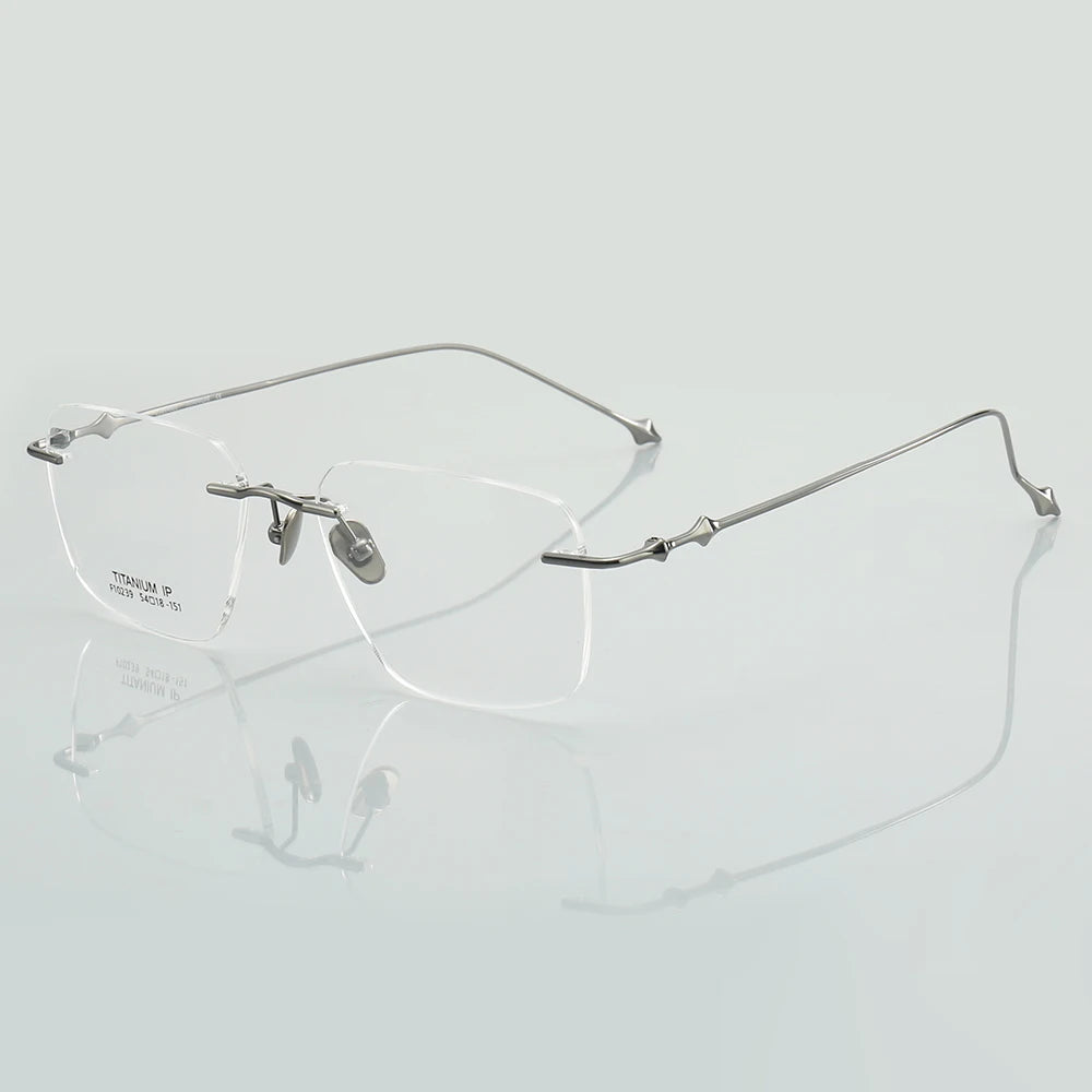 Aror Unisex Rimless Square Titanium Eyeglasses 14239 - Lightweight Durable Frame for Men & Women - Perfect for Reading, Work & Everyday Use