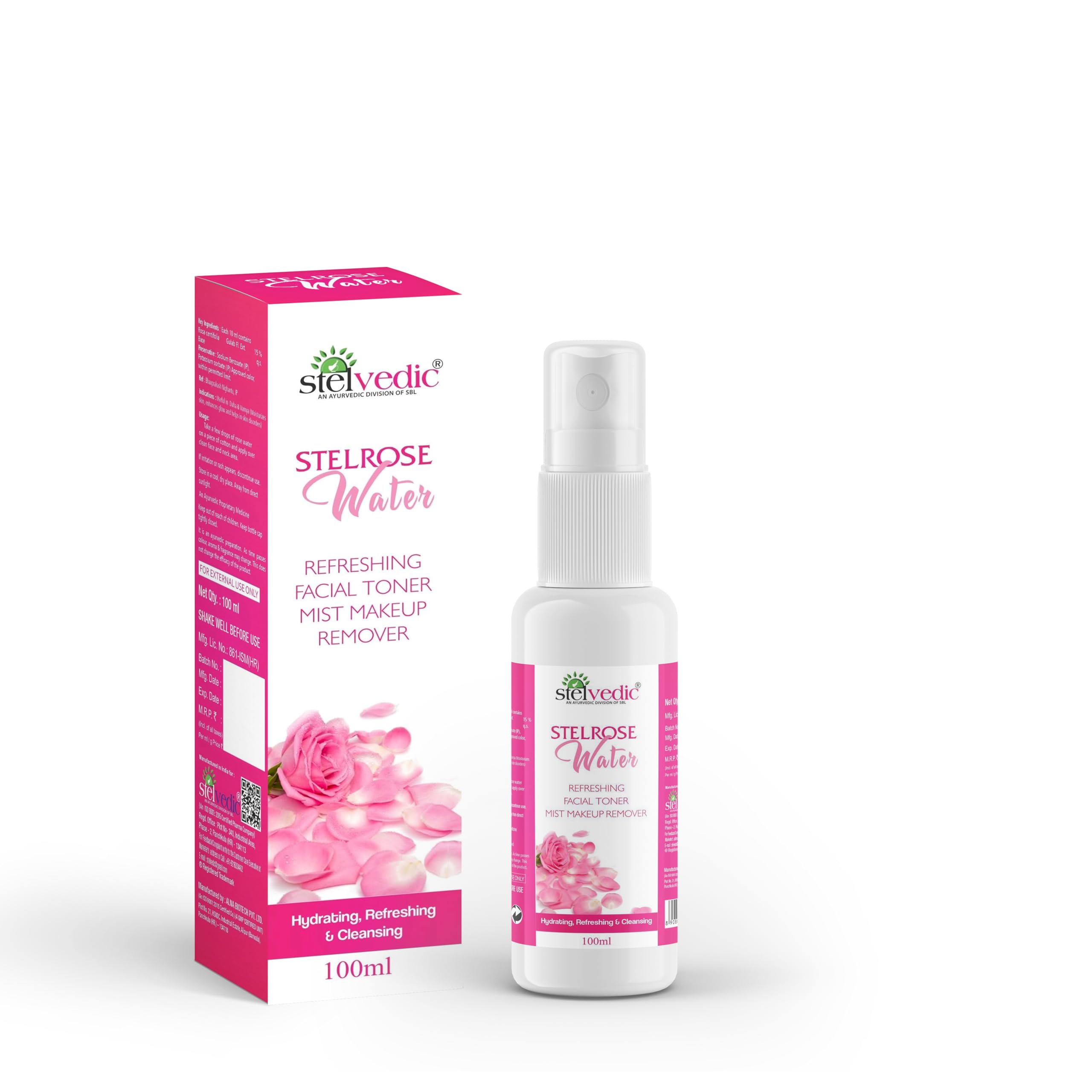 Stelrose Rosewater Facial Spray | Hydrating & Refreshing Mist for Dry Skin | Perfect for Skincare Routine, Makeup Setting & On-the-Go Refreshment