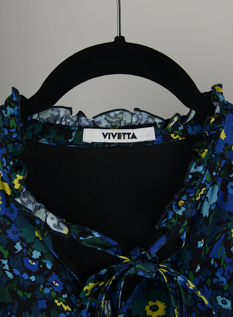 Vivetta Blue Floral Long Dress Size 42 - Elegant Evening Gown for Parties, Weddings & Special Occasions