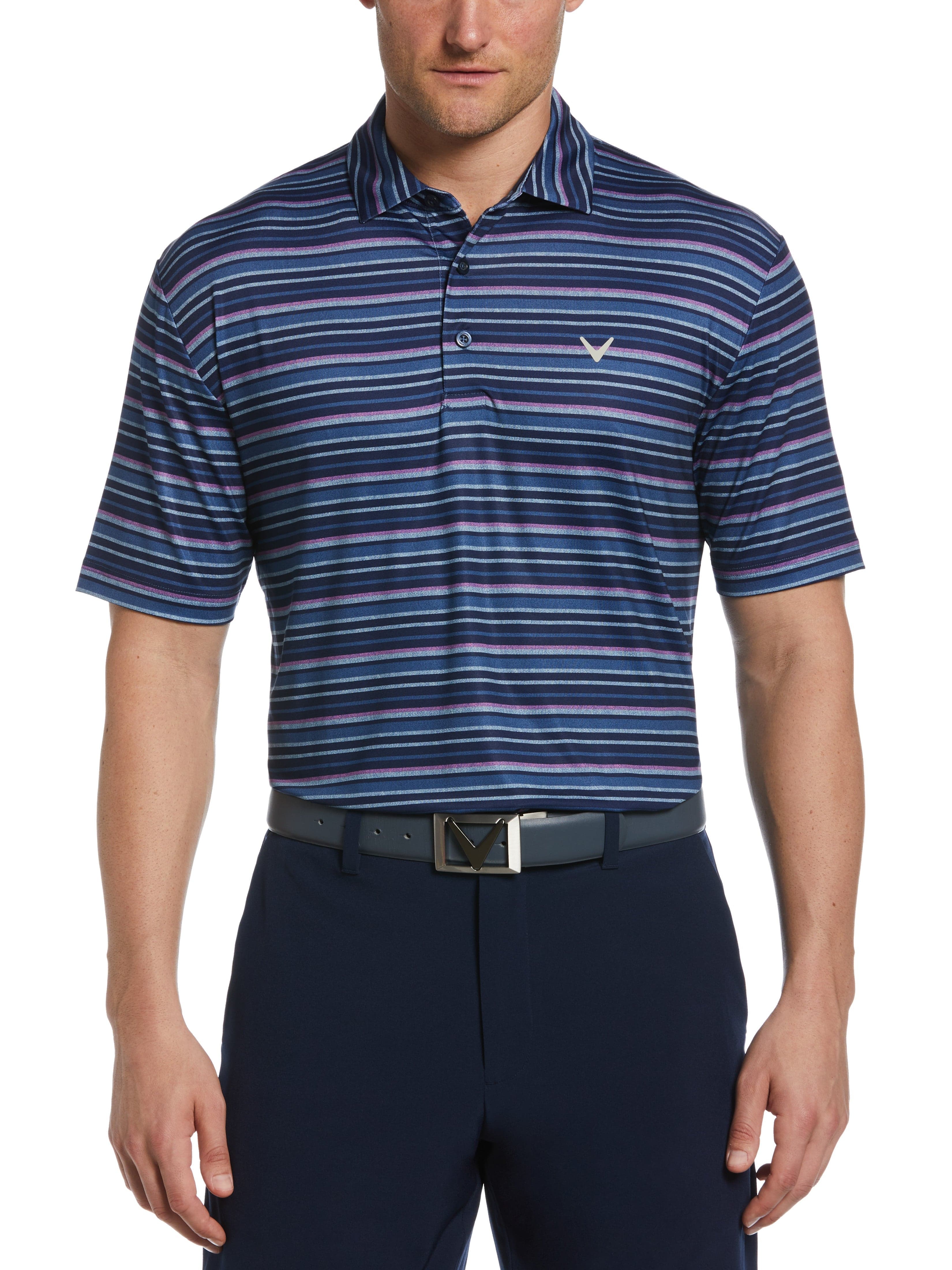 Men's Sun-Worn Stripe Golf Polo Shirt - Breathable & UV Protection for Golf, Casual Wear & Outdoor Activities