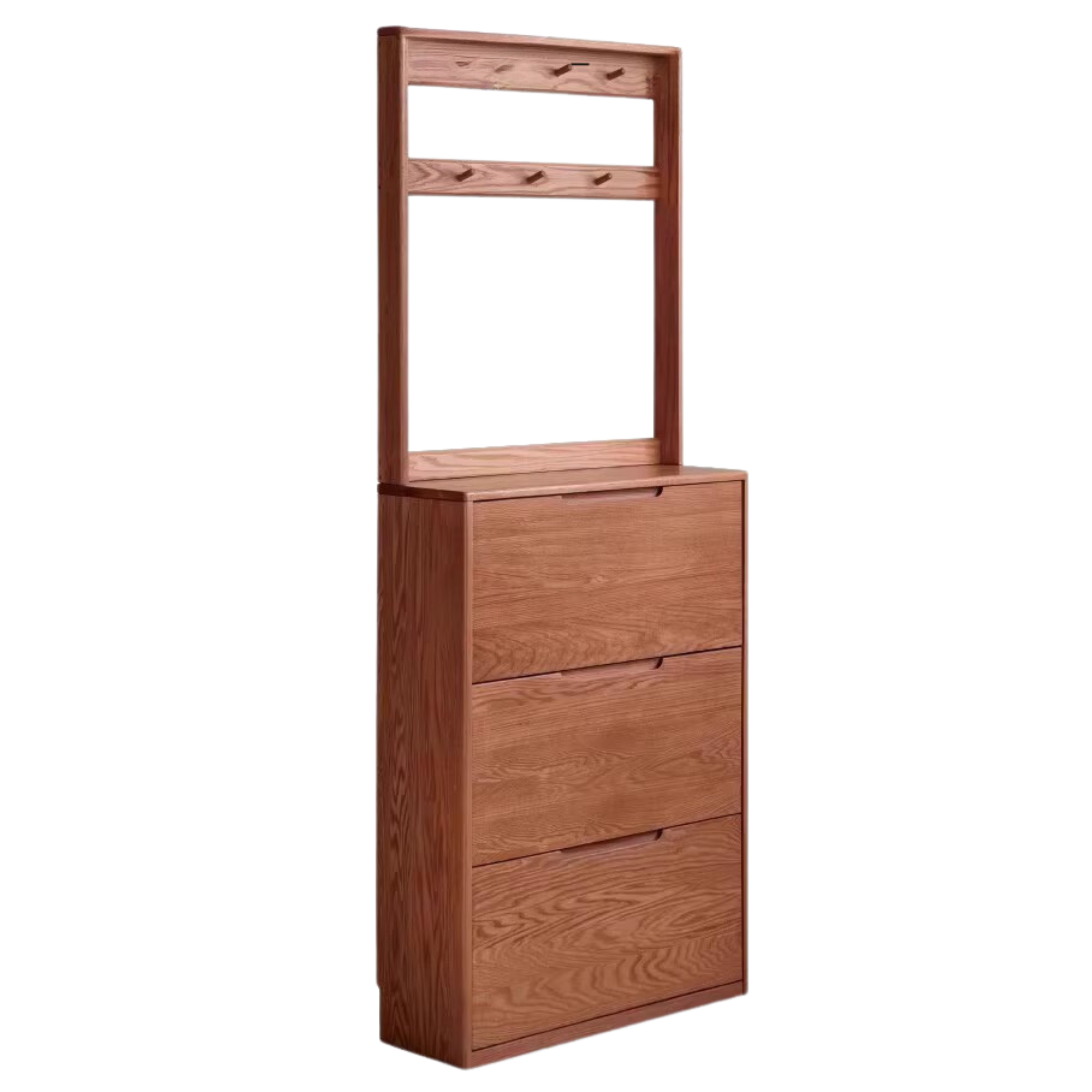Solid Wood Shoe Cabinet - Thin Oak & Poplar Entryway Storage Organizer for Home, Porch, and Doorway | Perfect for Small Spaces & Clutter-Free Entry