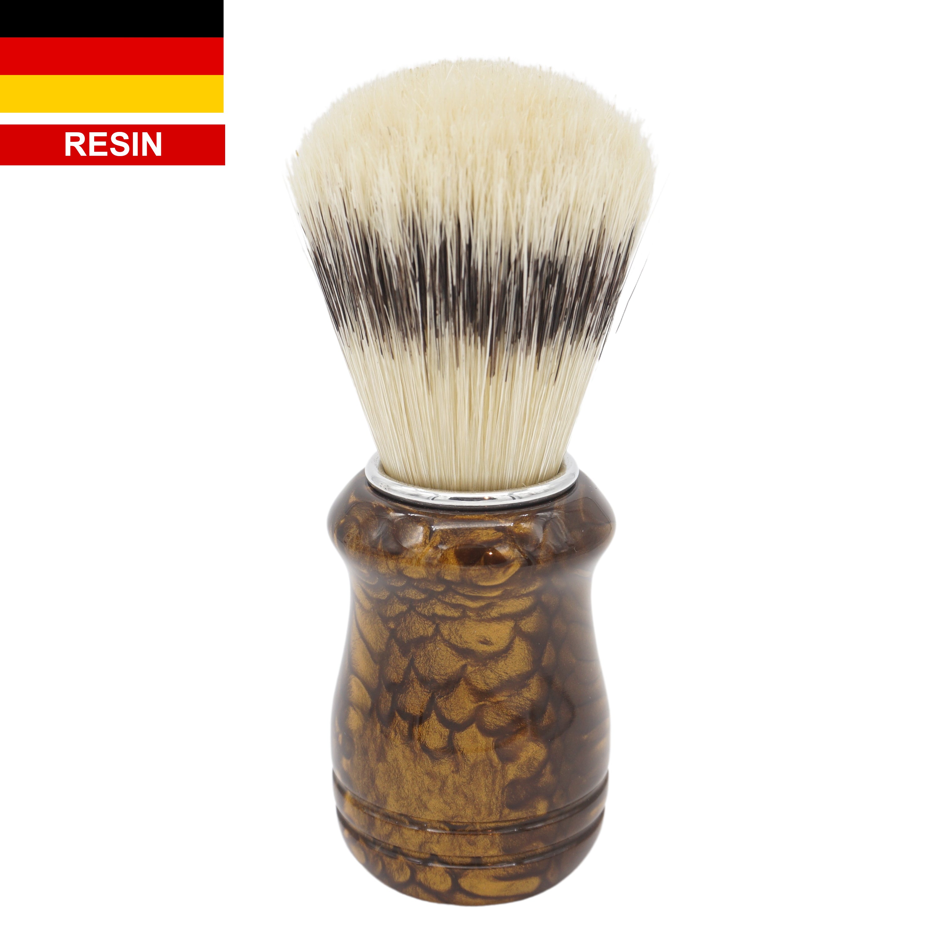 Premium 24mm Semogue Striped Boar Shaving Brush with AP Shave Co. Burnt Gold Snakeskin Handcrafted Handle - Perfect for Wet Shaving & Beard Grooming