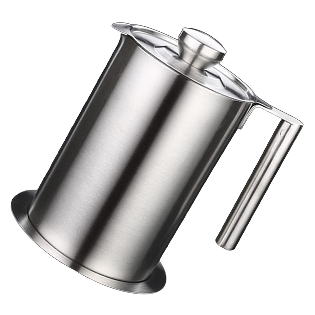 1pc 304 Stainless Steel Oil Filter Pot & Grease Storage Can - Kitchen Oil Strainer, Grease Container & Cooking Oil Holder - Perfect for Deep Frying, Baking & Kitchen Organization