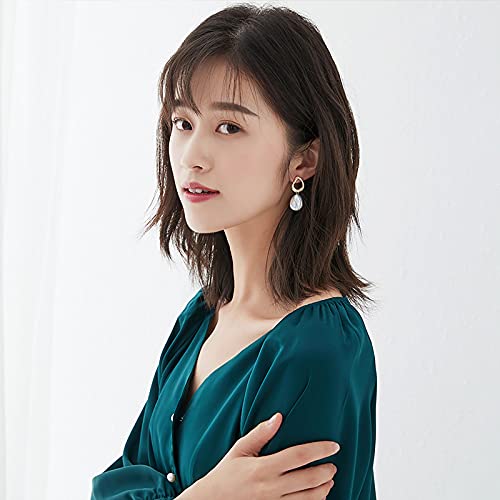 Y2K Pearl Hoop Drop Earrings for Women - Hypoallergenic Dangle Baroque Pearl Earrings | Elegant Jewelry Gift for Girls, Party & Everyday Wear
