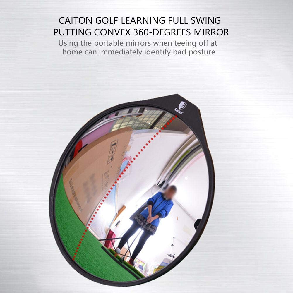 360-Degree Swing Practice Mirror - Stainless Steel Wide Angle Training Aid for Golf Putting | Convex Mirror for Indoor/Outdoor Golf Training & Sports Practice