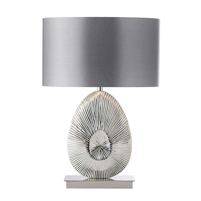 Endon Simeto Modern Nickel Table Lamp with Grey Fabric Shade - Perfect for Bedroom Nightstand, Living Room, or Office Desk Lighting
