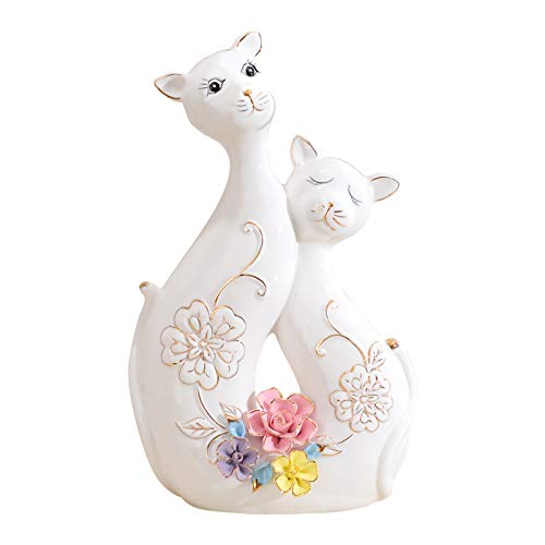 Cute Ceramic Couple Dog Statues - Handcrafted Home Decor for Living Room, Office Desk, Wedding Gifts | Perfect for Romantic Home Decor & Anniversary Presents