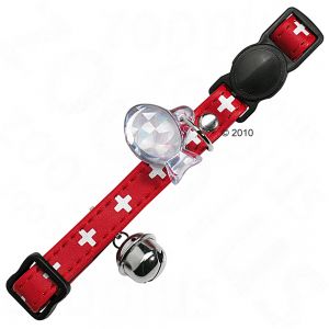 Swiss Cross Cat Collar with Bell - Adjustable Breakaway Safety Collar for Small & Medium Cats - Perfect for Indoor & Outdoor Use, Grooming, and Pet Identification
