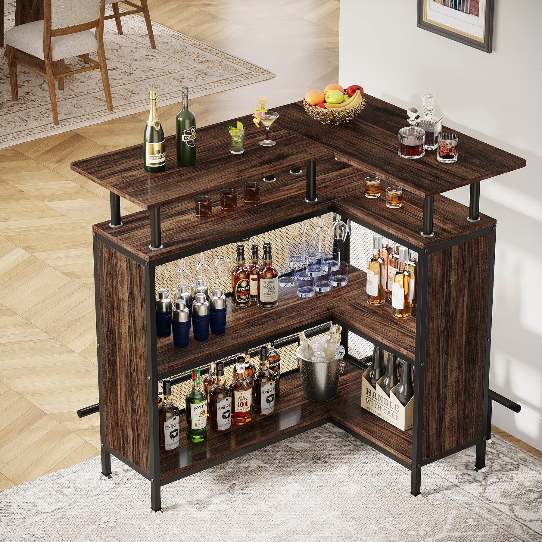 Little Tree Home Bar Unit - Mini Liquor Cabinet with Glass Shelf for Whiskey, Wine & Cocktail Storage - Perfect for Living Room, Man Cave or Home Bar Decor