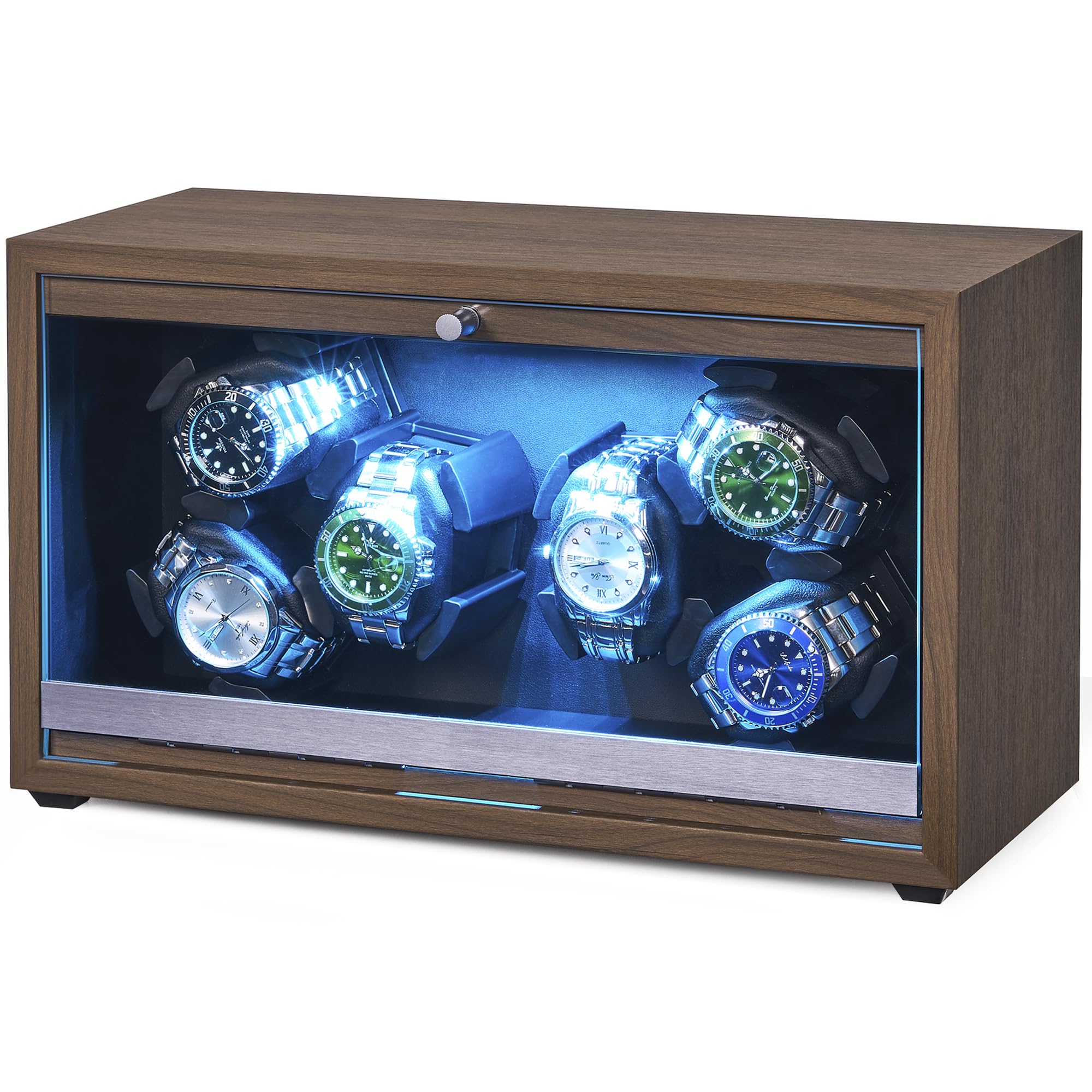 ANWBROAD Watch Winder for Automatic Watches - 6 Watch Capacity with LED Display & Ultra Quiet Motor - 4 Rotation Modes, USB Powered Watch Storage Box - Perfect for Watch Collectors & Luxury Timepiece Maintenance (Model UJWW003A)