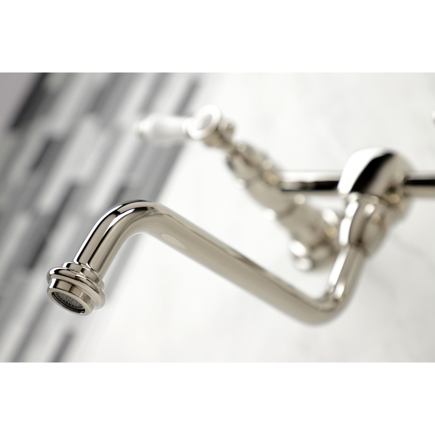 Bel Air KS1216BPL Double Handle 2 Hole Wall Mount Bathroom Faucet in Polished Nickel - Perfect for Modern Bathrooms, Powder Rooms & Spa Retreats