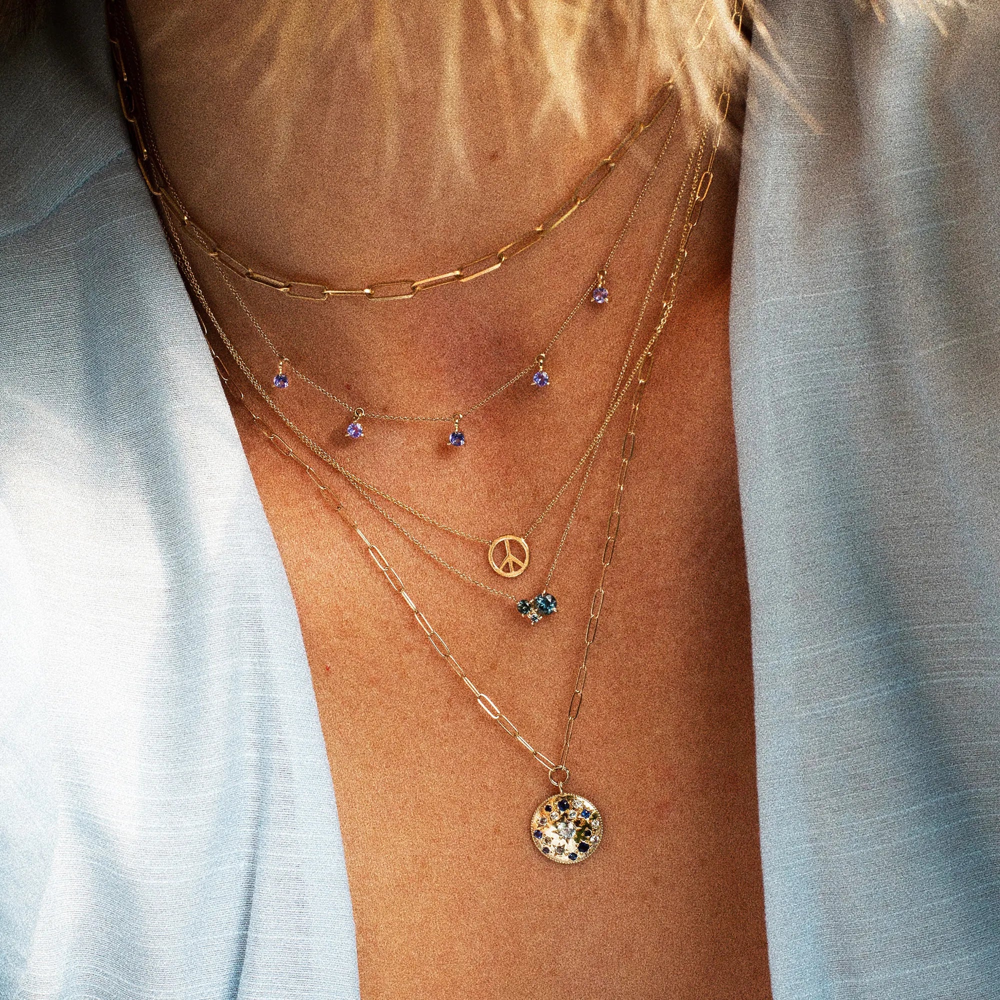 Something Blu Tie Dye Moonchild Ombre Sapphire Necklace in Yellow Gold - Elegant Blue Sapphire Jewelry for Women, Perfect for Weddings, Parties & Special Occasions
