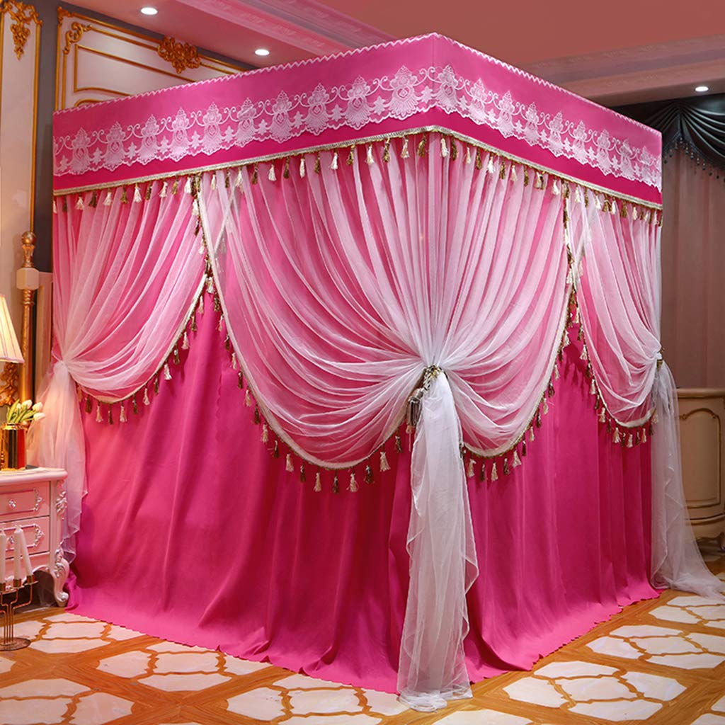 Obokidly 2-in-1 Princess Bed Canopy - Mosquito Net & Blackout Curtains for Twin Beds (Rose) | Double Protection for Bedroom Privacy & Sleep | Perfect for Kids' Rooms, Dorm Decor & Nursery