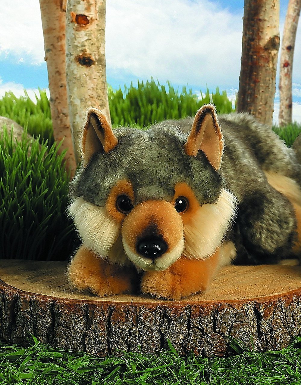 Aurora® Realistic Miyoni® Lying Wolf Plush Toy - 11
