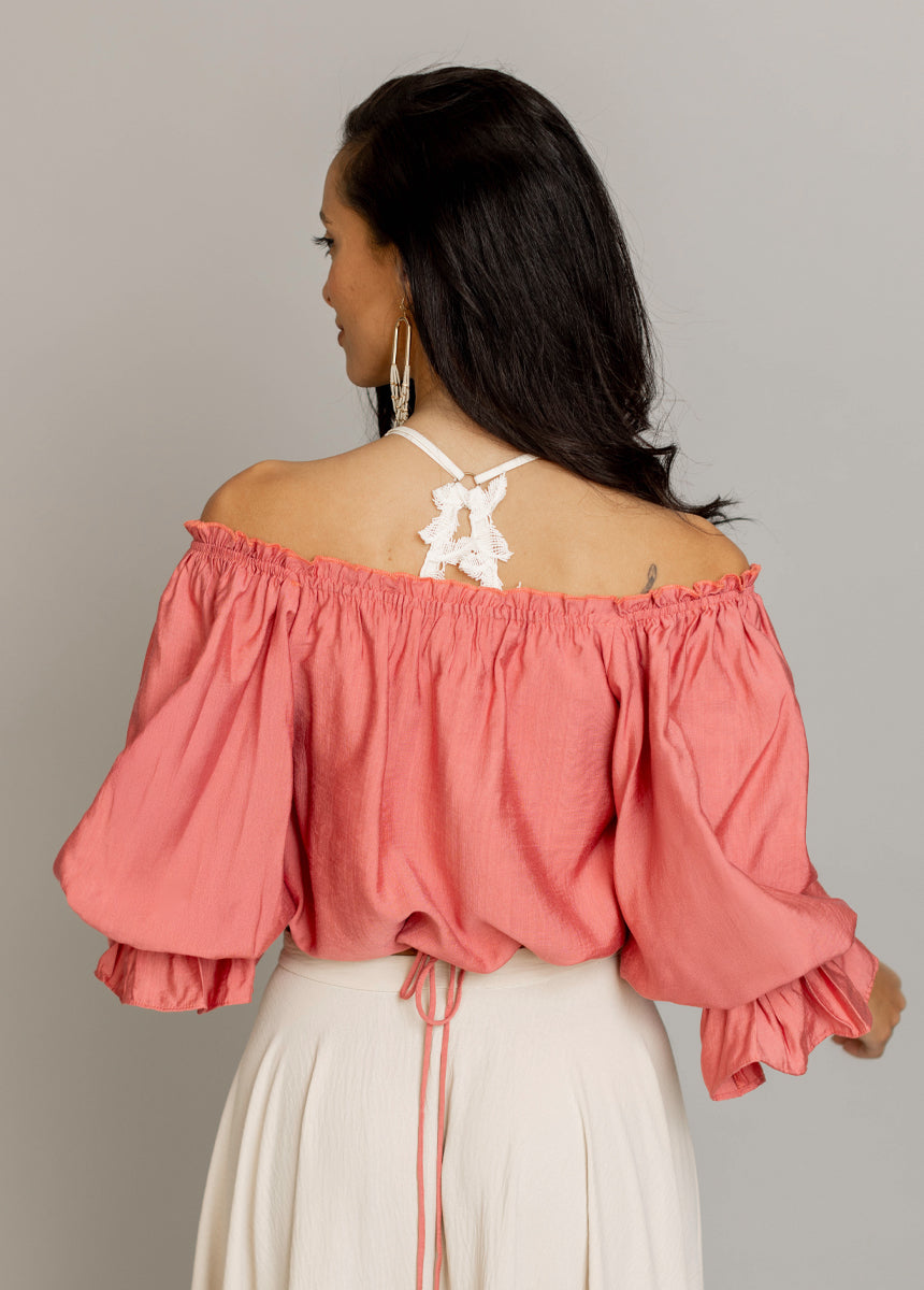Kerra Top in Coral - Women's Floral Blouse for Casual & Office Wear | Perfect for Summer Outfits & Everyday Fashion