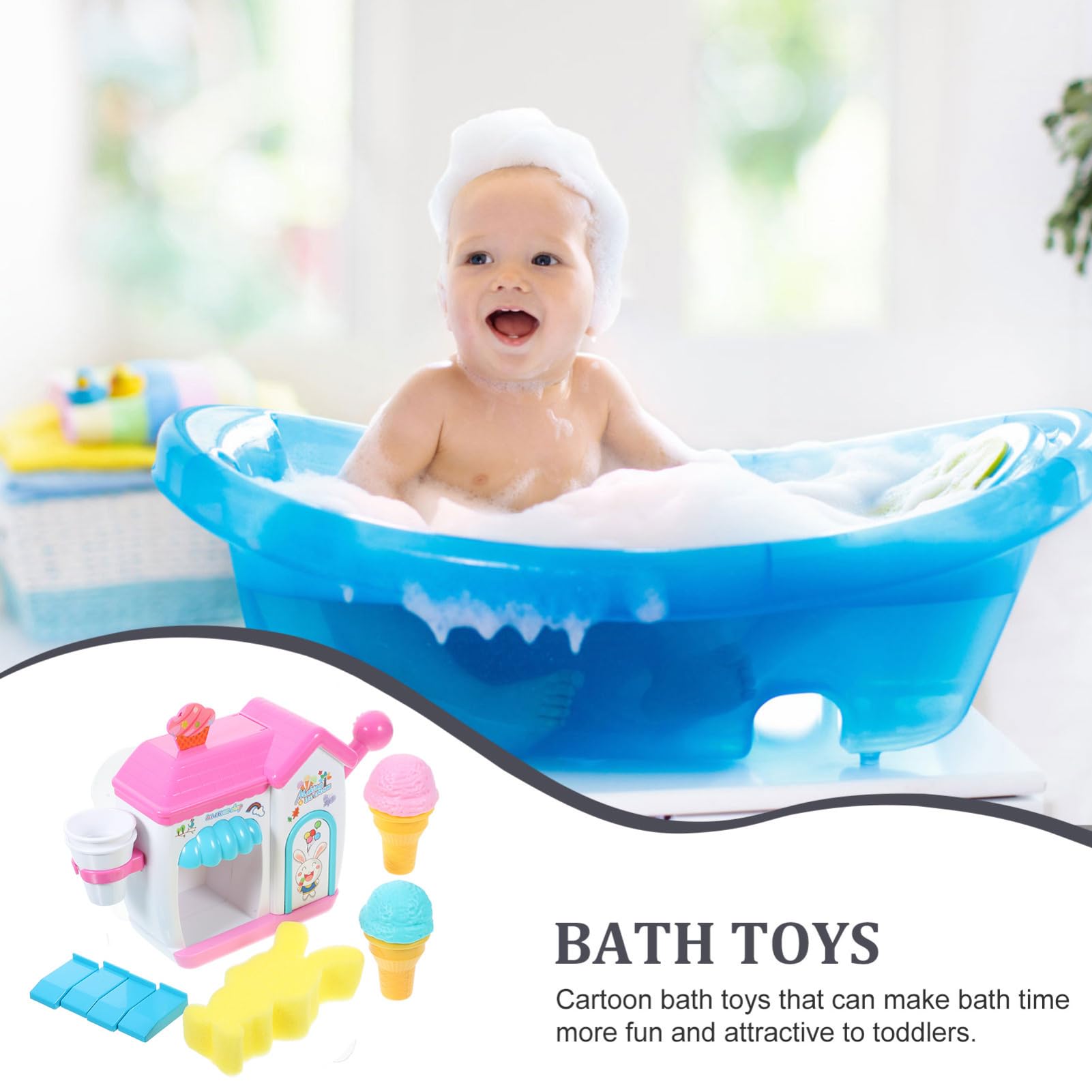 DRESSOOS Bubble Machine for Kids - Bubble Shower Bath Toy with Bubble Maker, Fun Ice Cream Themed Bath Time Play for Toddlers & Children | Perfect for Bathtime, Pool Parties & Outdoor Play