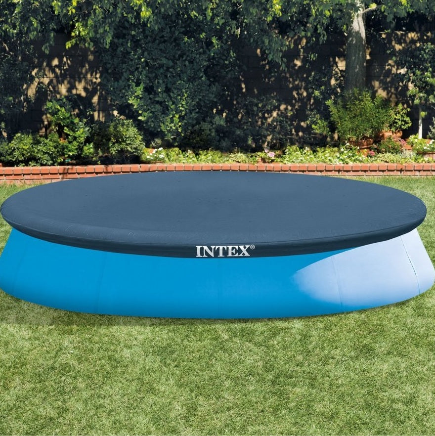 Intex 12' x 12' Easy Set Inflatable Pool Cover - Heavy Duty UV Protection for Above Ground Swimming Pools | Perfect for Summer, Backyard, and Family Fun