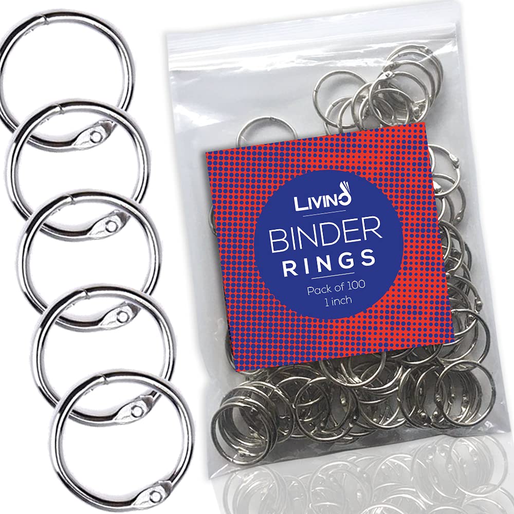 LIVINO 1 Inch Metal Binder Rings - 100pcs Nickel Plated for Office, School & Key Chains