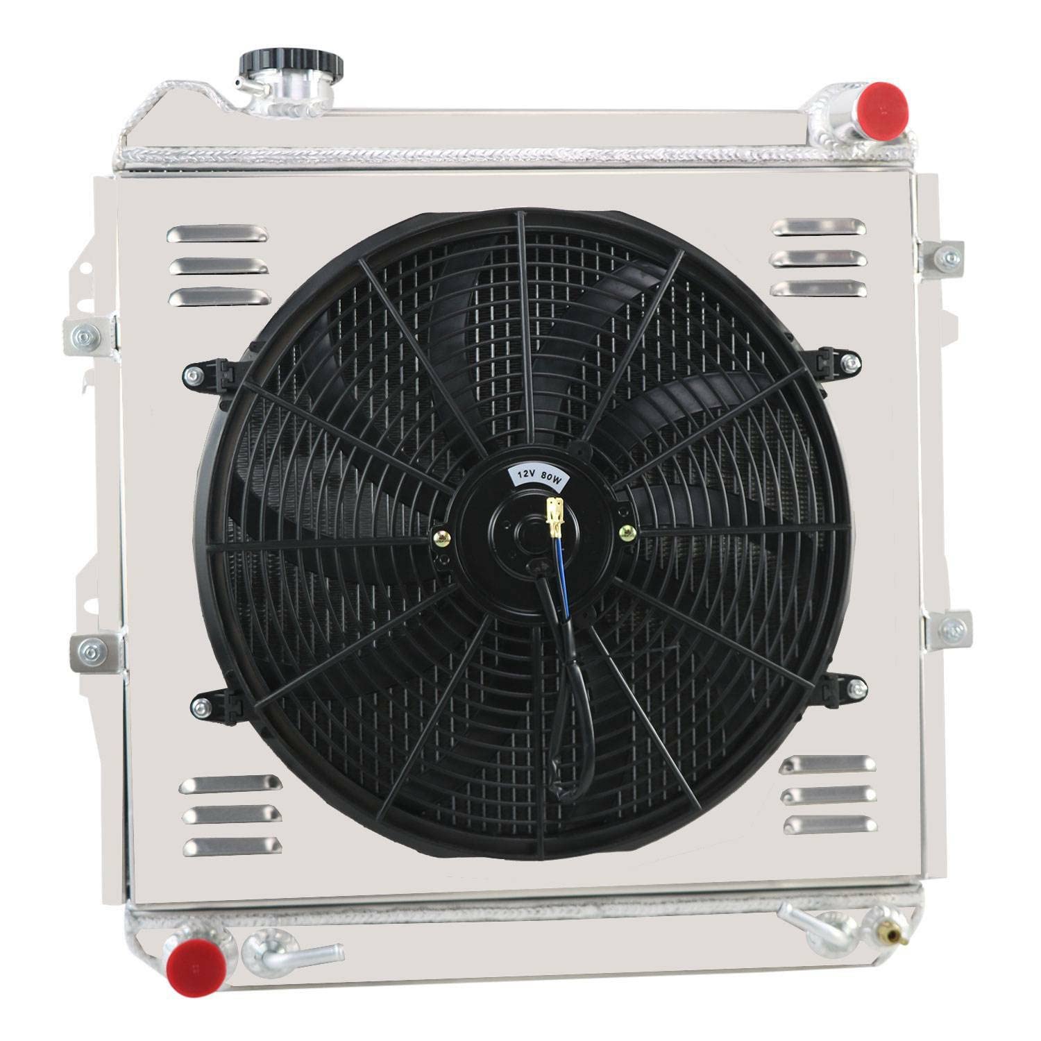 High-Performance 4-Row All-Aluminum Radiator for 1988-1995 Toyota Pickup & 4Runner SR5 3.0L V6 - Direct Fit Replacement with Cooling Fan Shroud & Relay Kit - Perfect for Off-Roading, Towing, and Hot Weather Driving