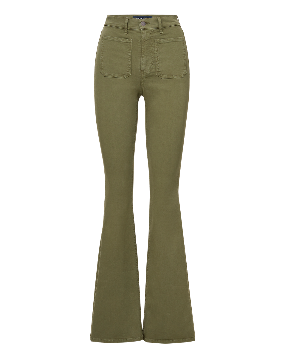 Beverly High Waist Skinny Flare Pants with Patch Pockets - Women's Stretch Twill Trousers for Work, Office & Casual Wear