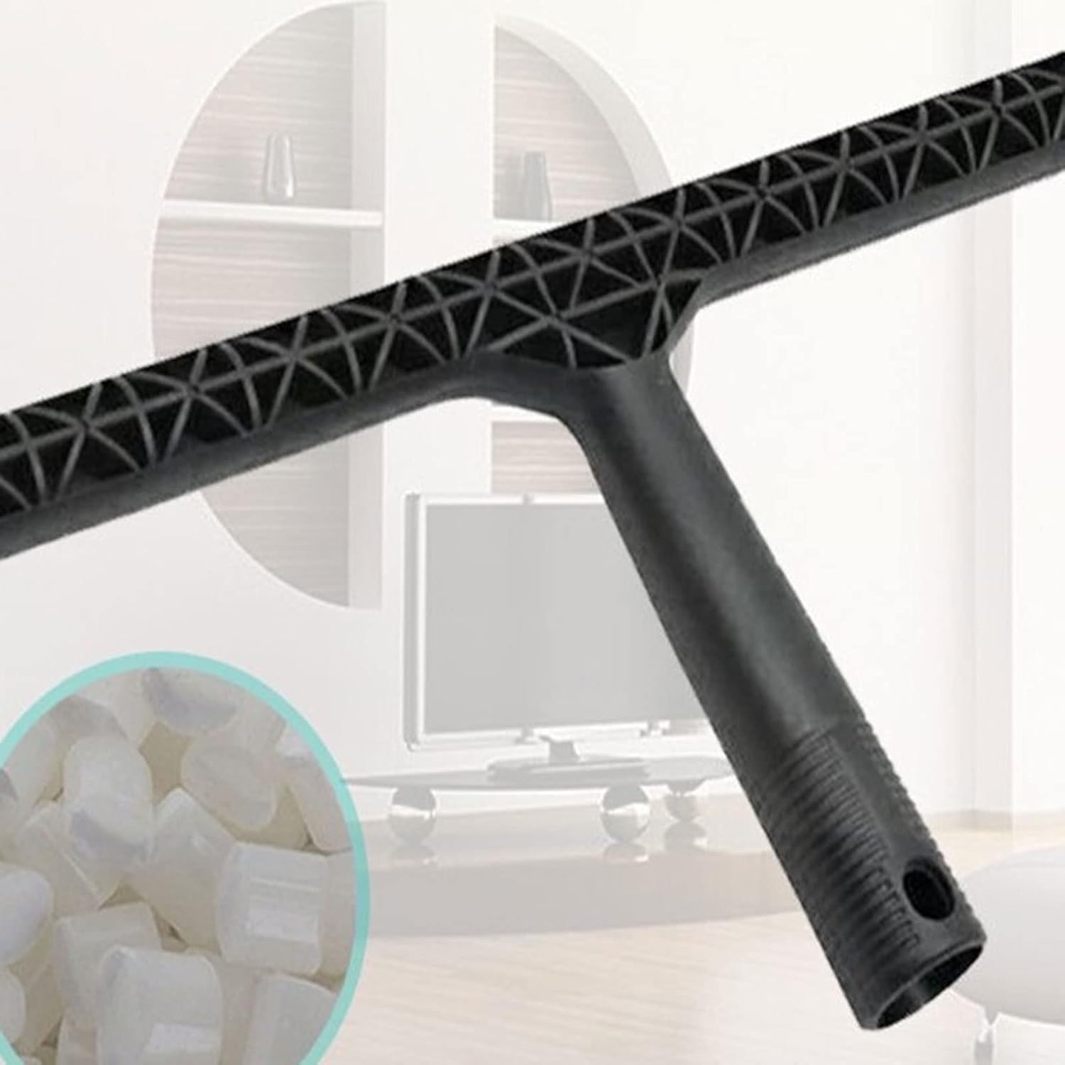 Qwick Click Cotton Window Washer Cleaning Tool - Handy Glass Wiper for Windows & Car Windshields - Wet & Dry Mop (White/Black) - Perfect for Home, Office & Auto Cleaning