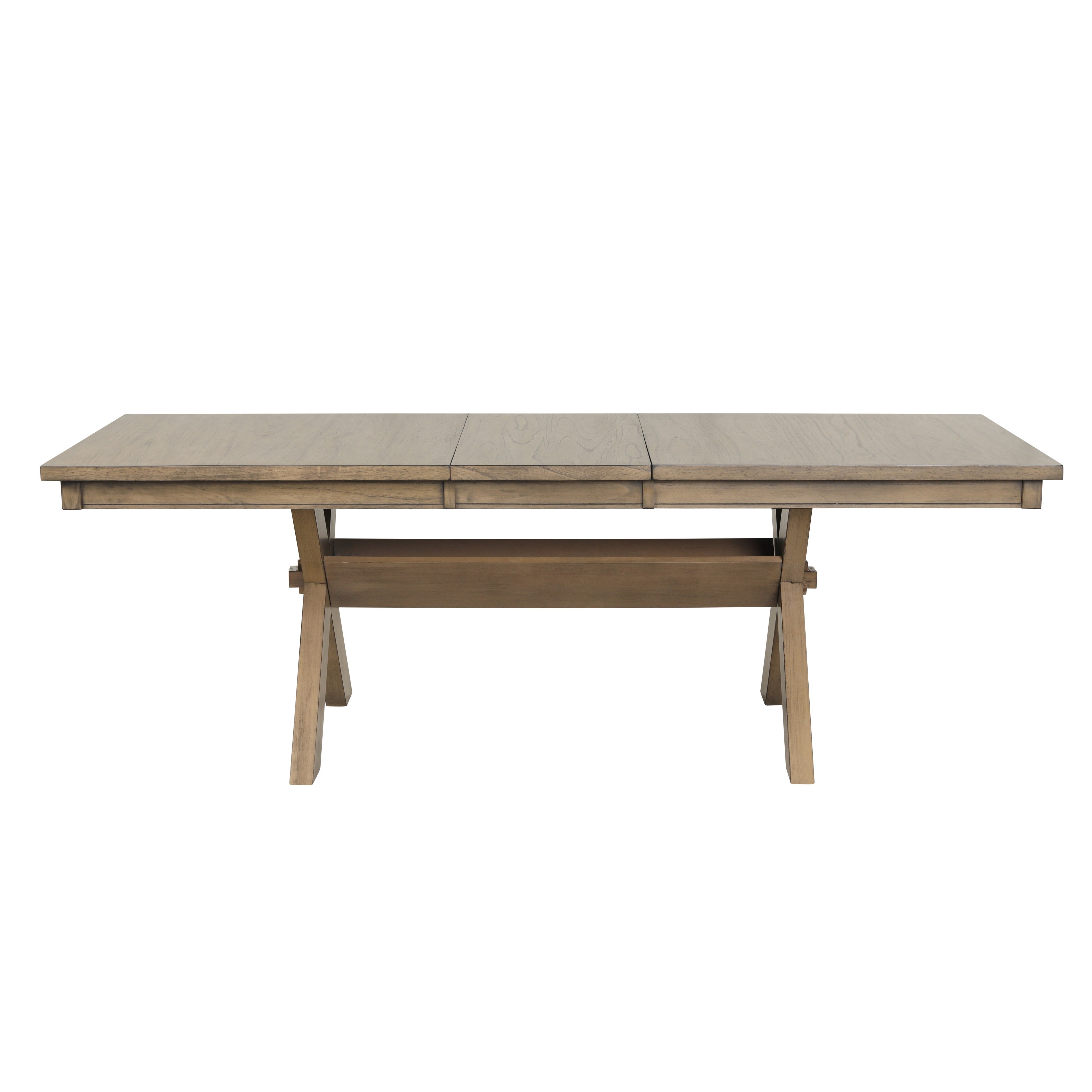 Raven Wood 9-Piece Extendable Trestle Dining Table Set with 8 Chairs in Glazed Pine Brown - Perfect for Family Gatherings, Dinner Parties, and Farmhouse-Style Dining Rooms