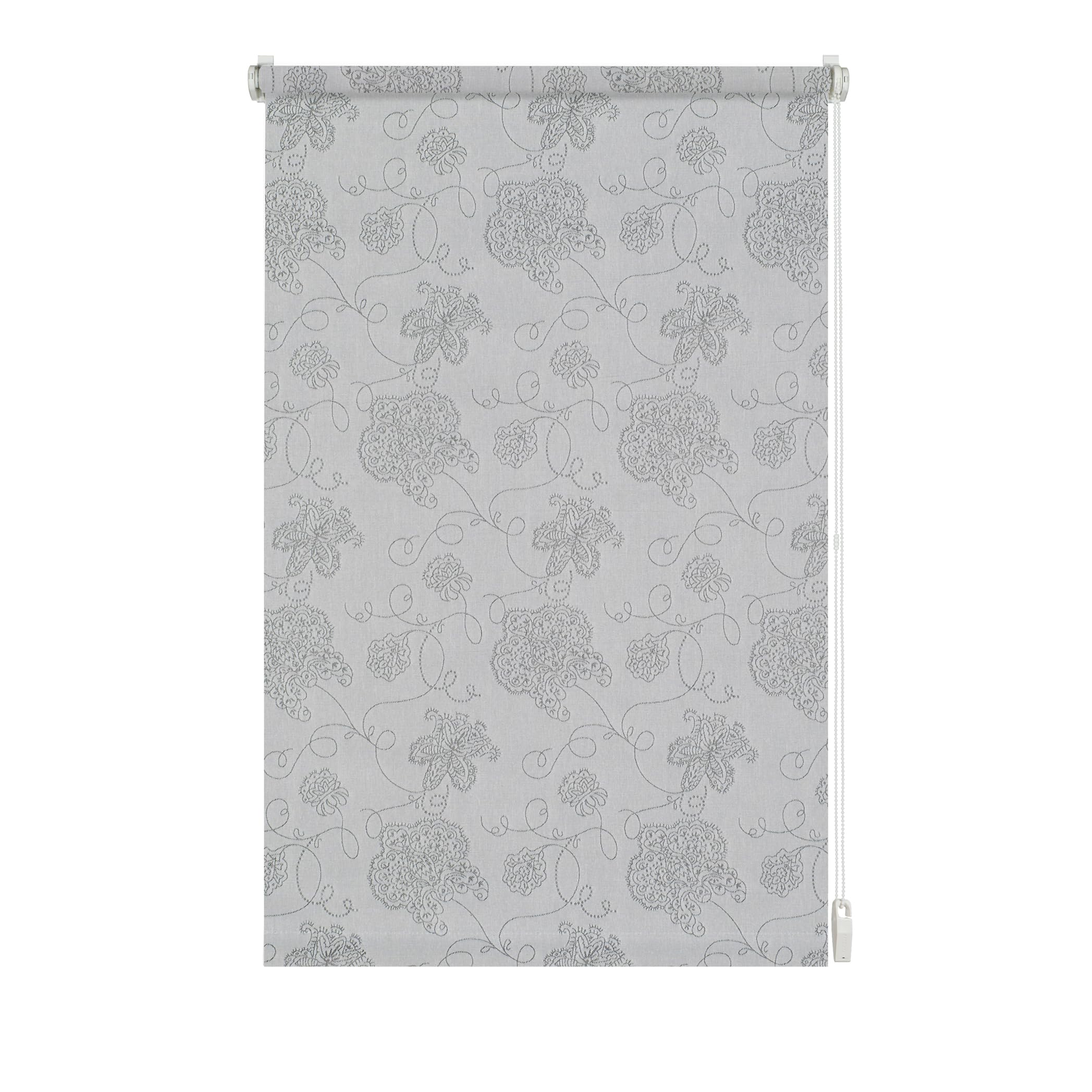 EASYFIX Silver Embroidery Roller Blind - 100x150cm (WxH) Blackout Window Shade with Mounting Kit | Clamp or Glue Installation | Perfect for Bedroom, Living Room & Office Privacy
