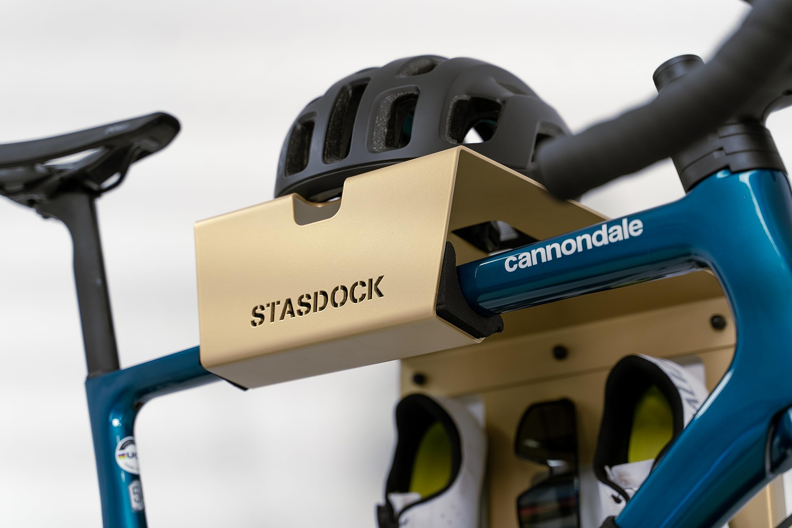 Stasdock Wall Bike Rack - Heavy Duty Bike Storage Wall Mount System for Road Bikes & Mountain Bikes | Space Saving Bike Shelf with Helmet & Shoe Storage | Perfect for Garage, Apartment & Small Spaces