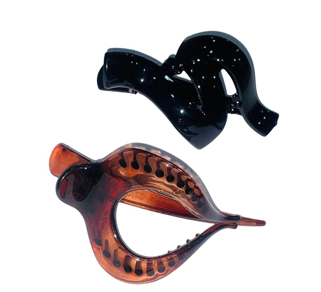 Anti-Slip Strong Grip Plastic Hair Claw Clips for Women & Girls - Big Box Big Clutchers Hair Clamps (2-Pack) - Perfect for Thick Hair, Ponytails & Updos